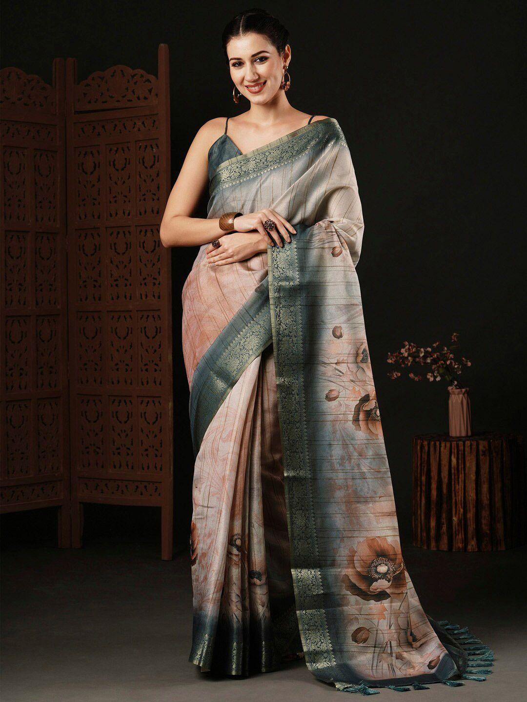 anouk floral zari silk blend sungudi saree