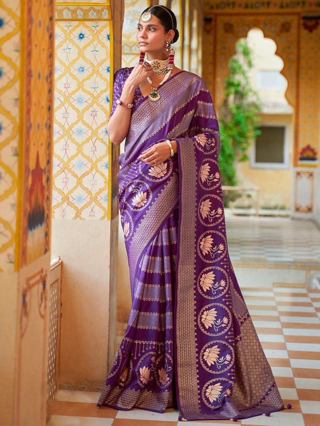 anouk flral motif woven design zari banarasi saree