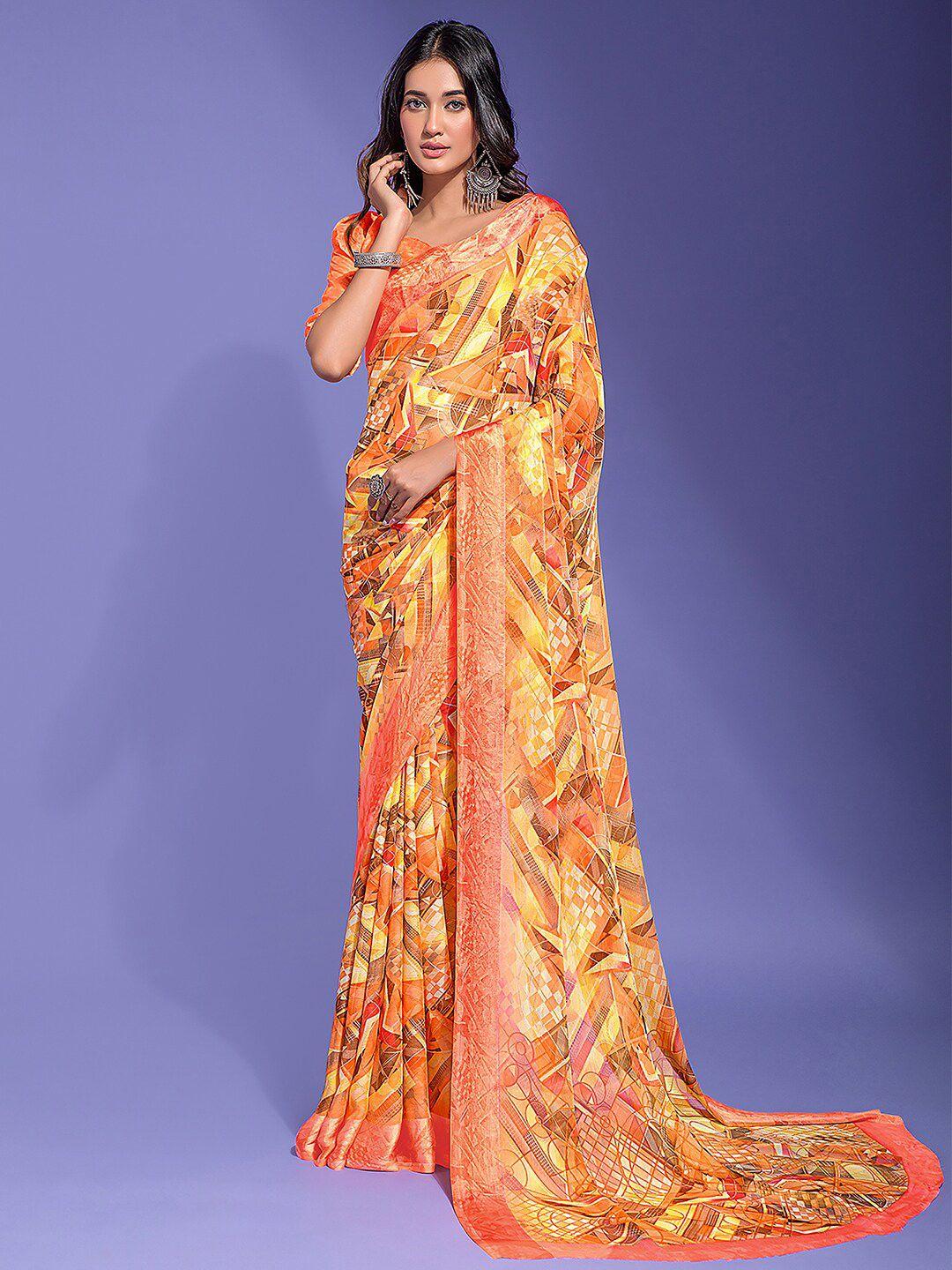 anouk geometric block printed saree