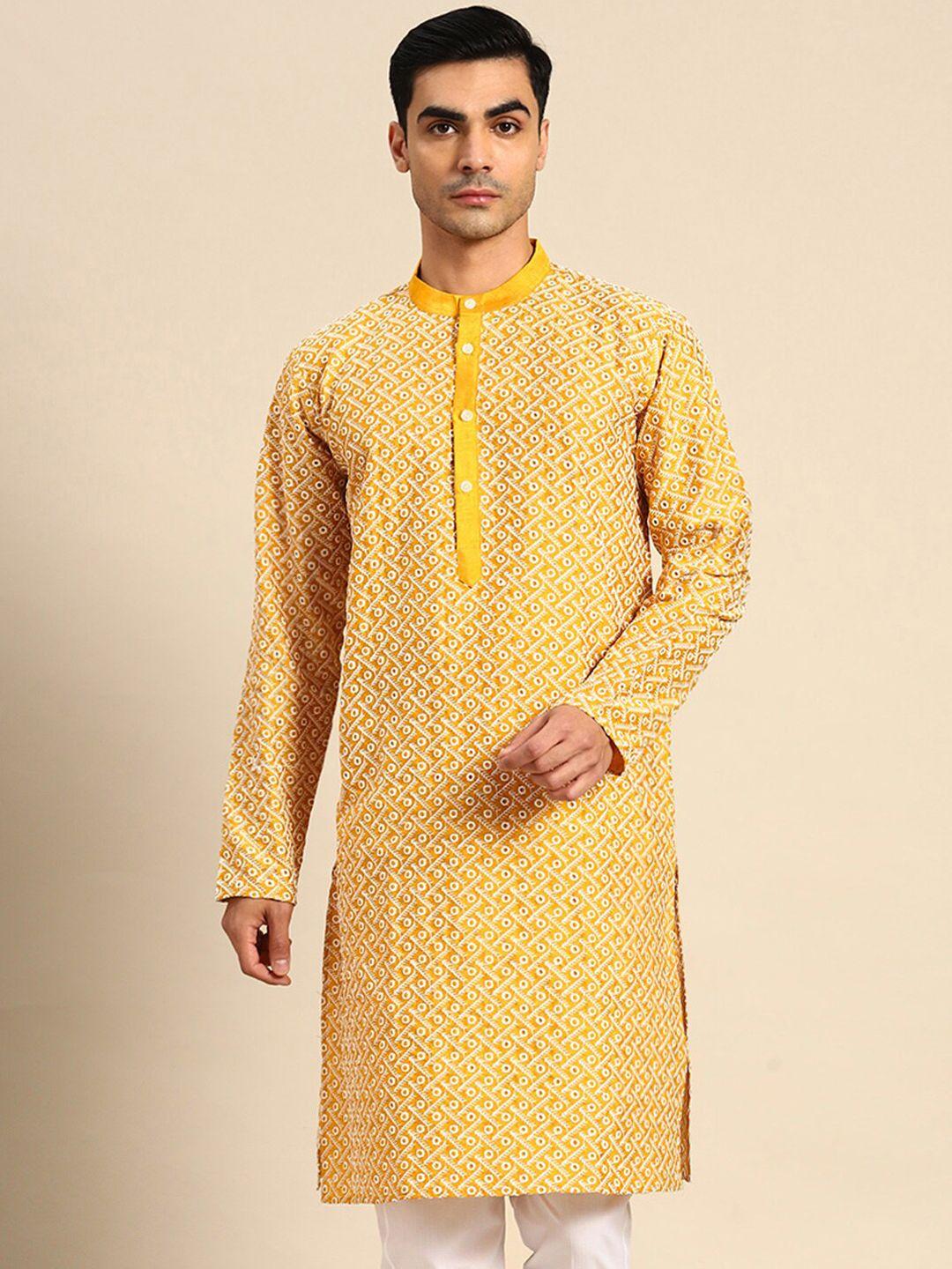 anouk geometric embroidered dupion silk kurta