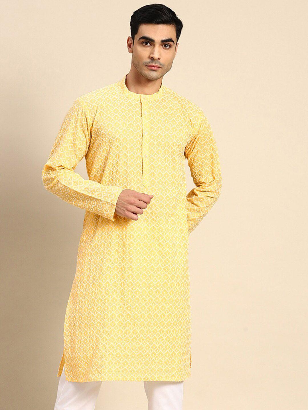 anouk geometric embroidered mandarin collar kurta