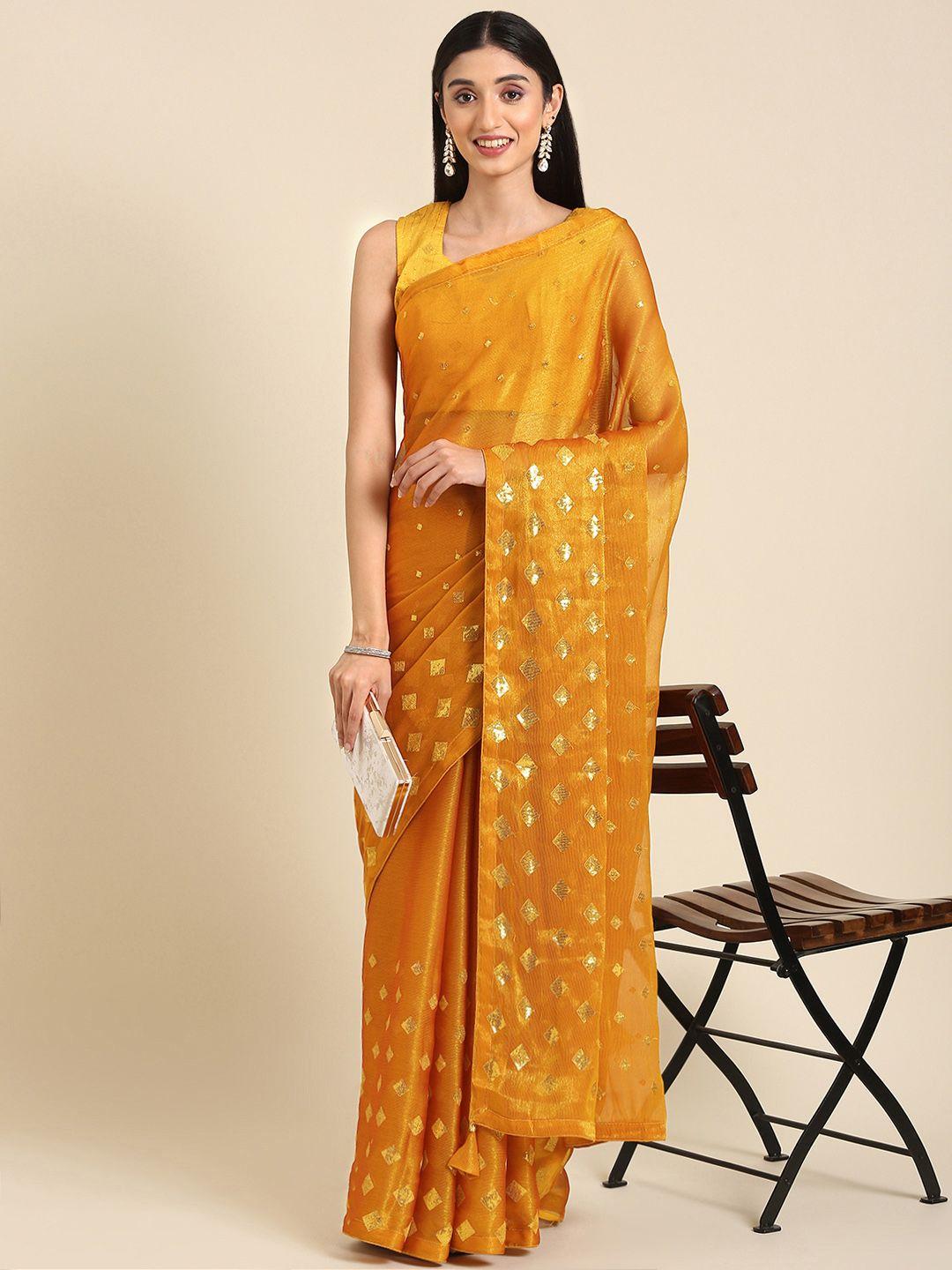 anouk geometric embroidered sequinned saree