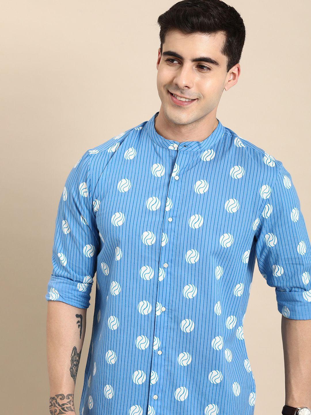 anouk geometric printed & striped pure cotton casual shirt