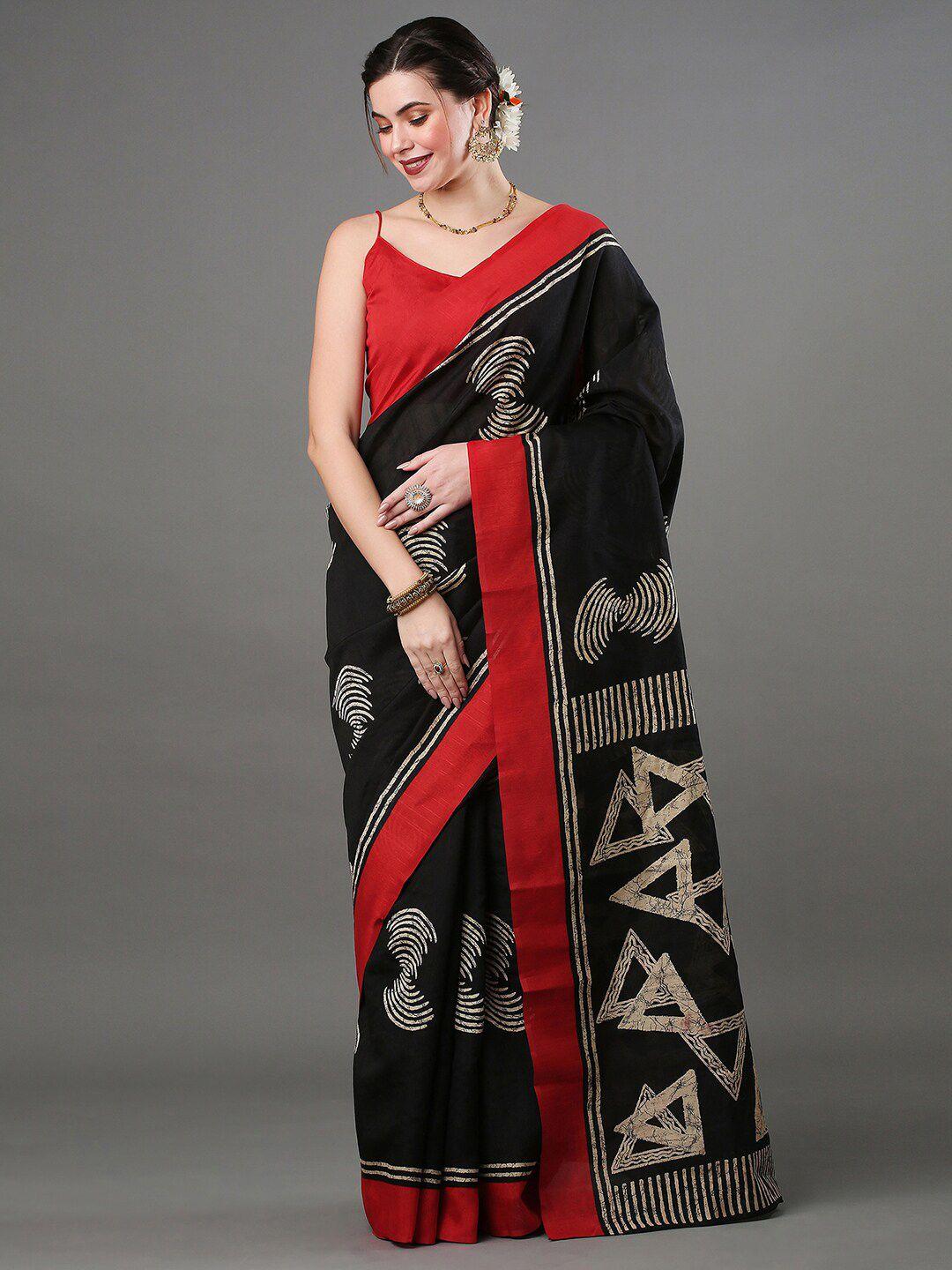 anouk geometric printed art silk bhagalpuri saree