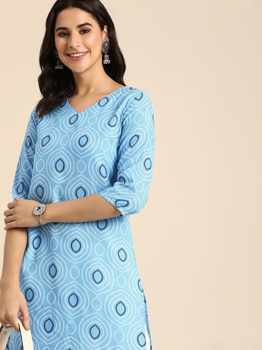 anouk geometric printed bandhani kurta