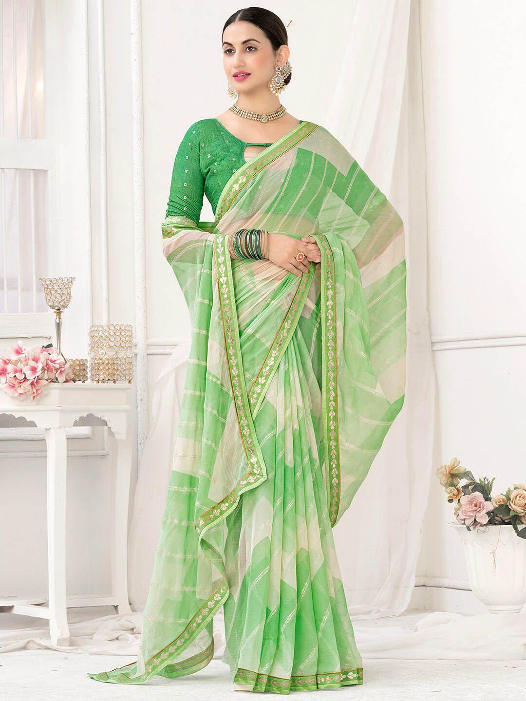 anouk geometric printed pure chiffon saree