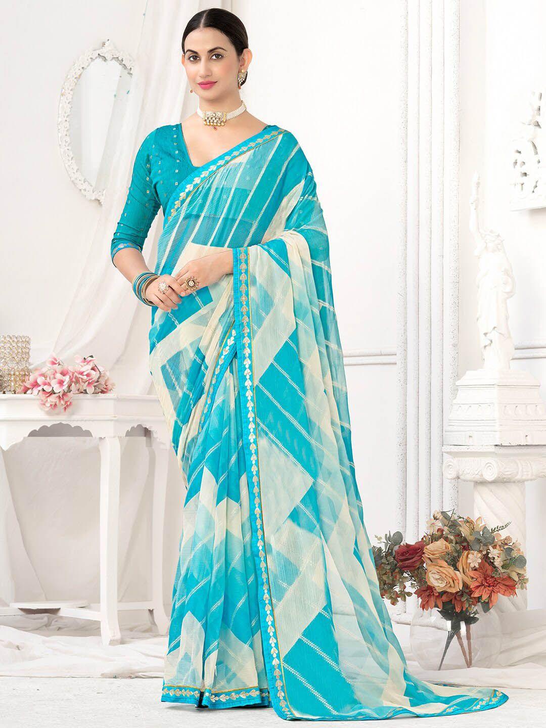 anouk geometric printed pure chiffon saree