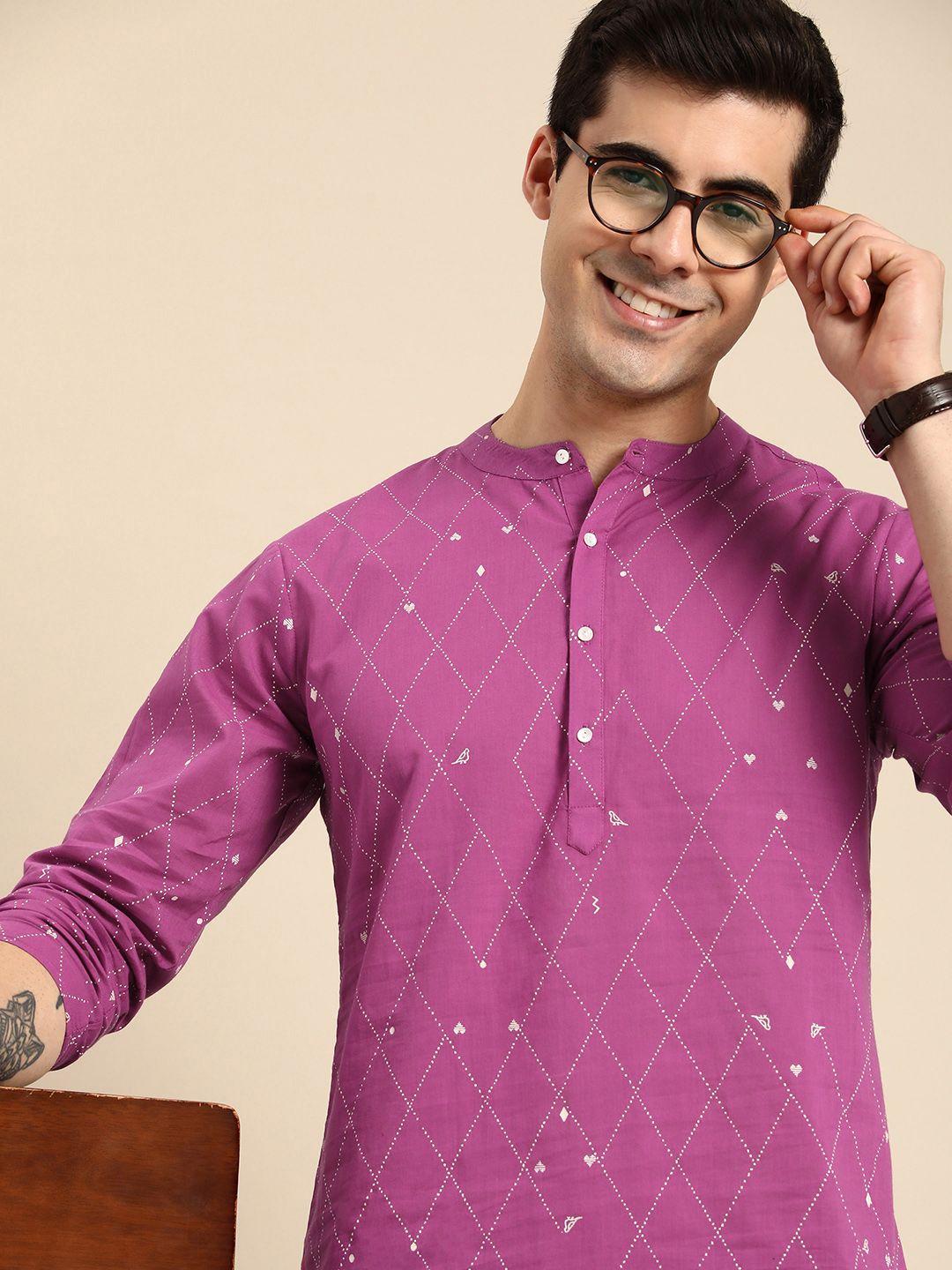 anouk geometric printed pure cotton kurta