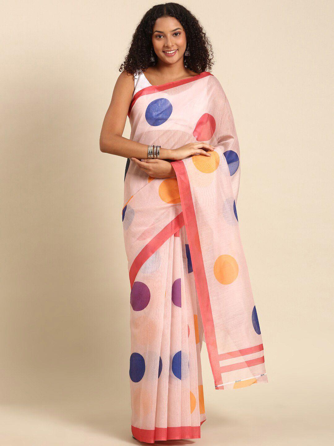 anouk geometric printed pure cotton saree