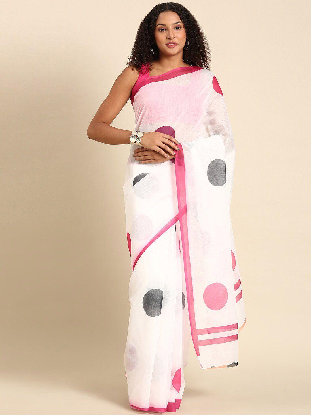 anouk geometric printed pure cotton saree