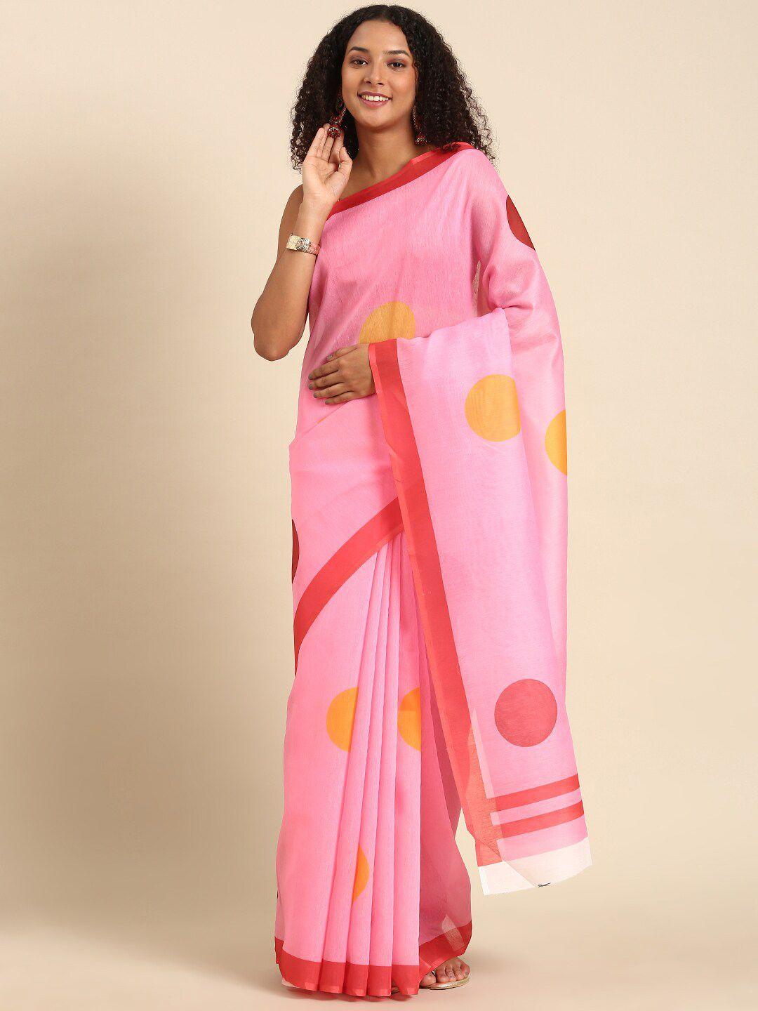 anouk geometric printed pure cotton saree