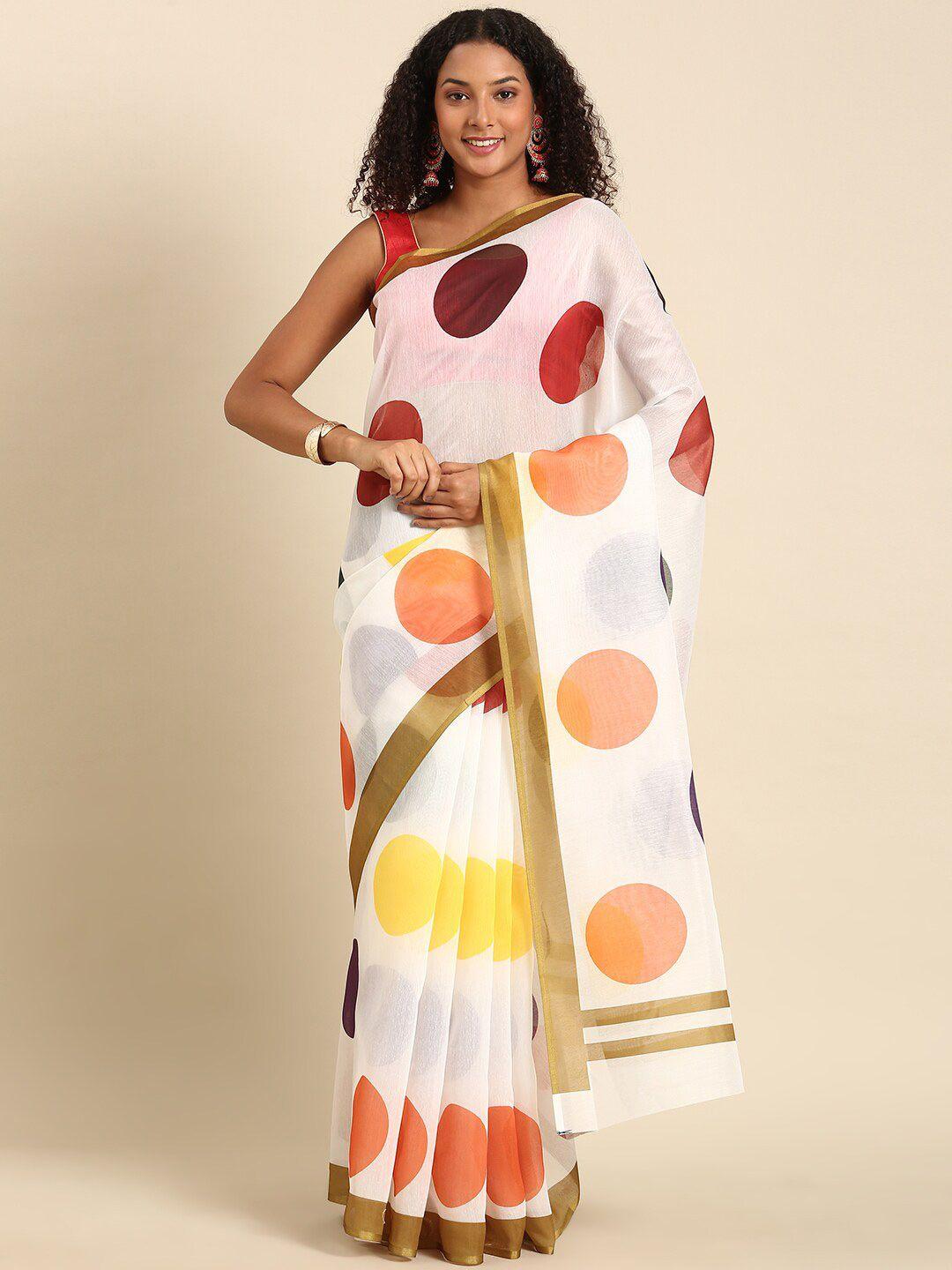 anouk geometric printed pure cotton saree