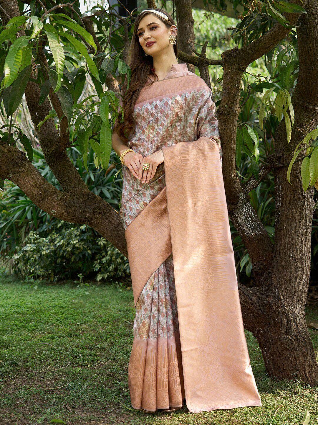 anouk geometric printed silk cotton bagh saree