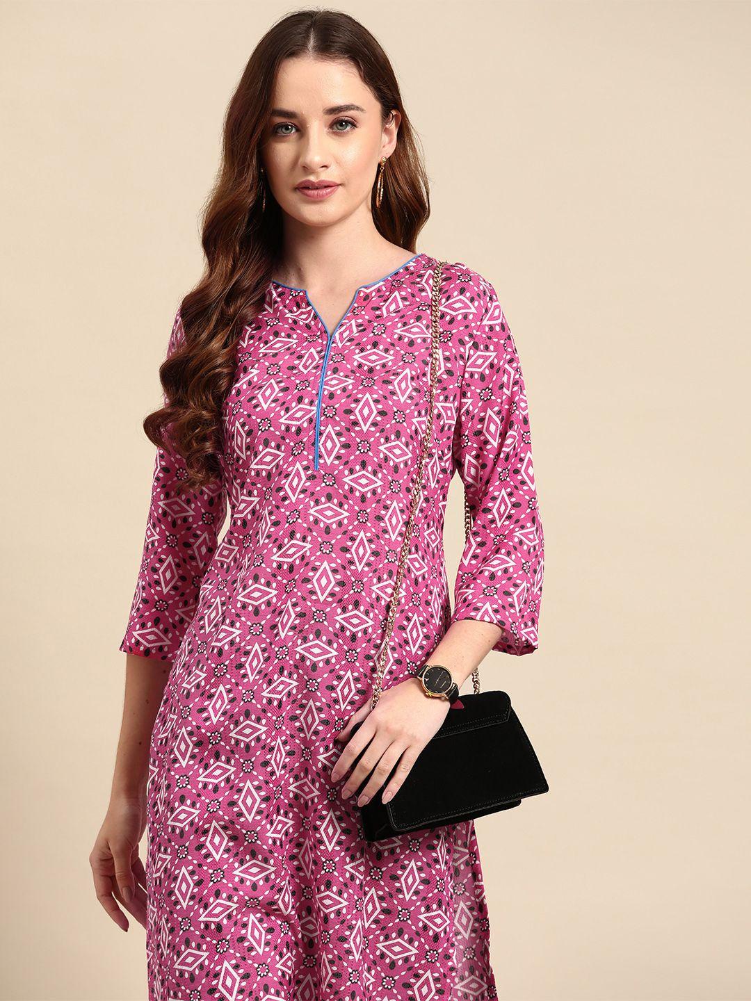 anouk geometric printed straight kurta