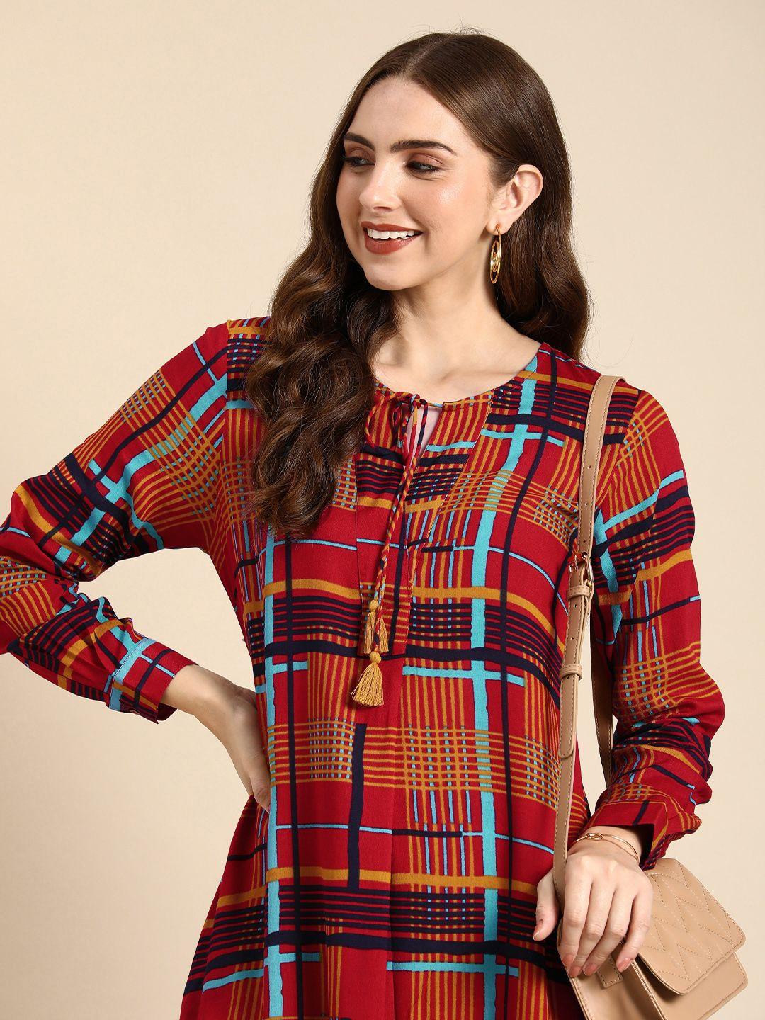 anouk geometric printed straight kurta