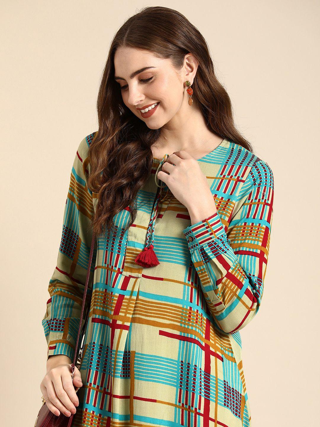 anouk geometric printed straight kurta