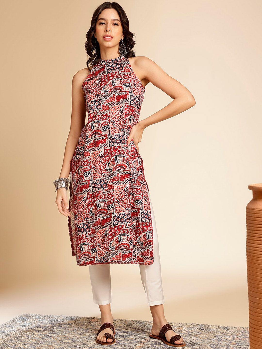 anouk geometric printed straight kurta