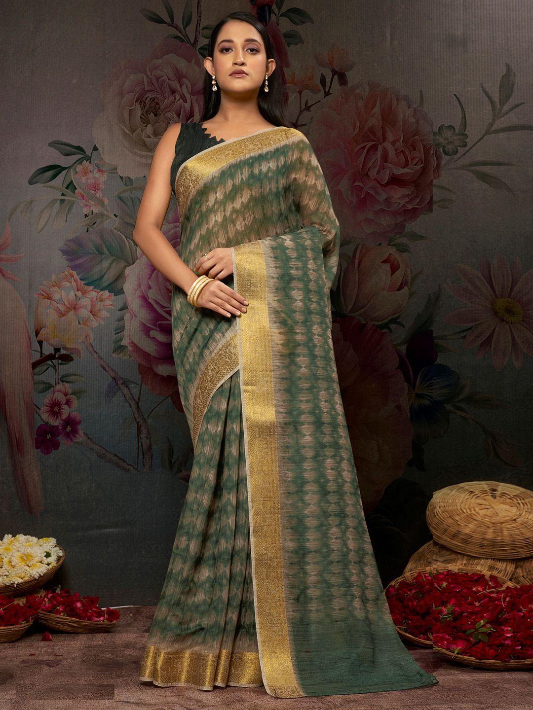 anouk geometric printed zari sungudi saree