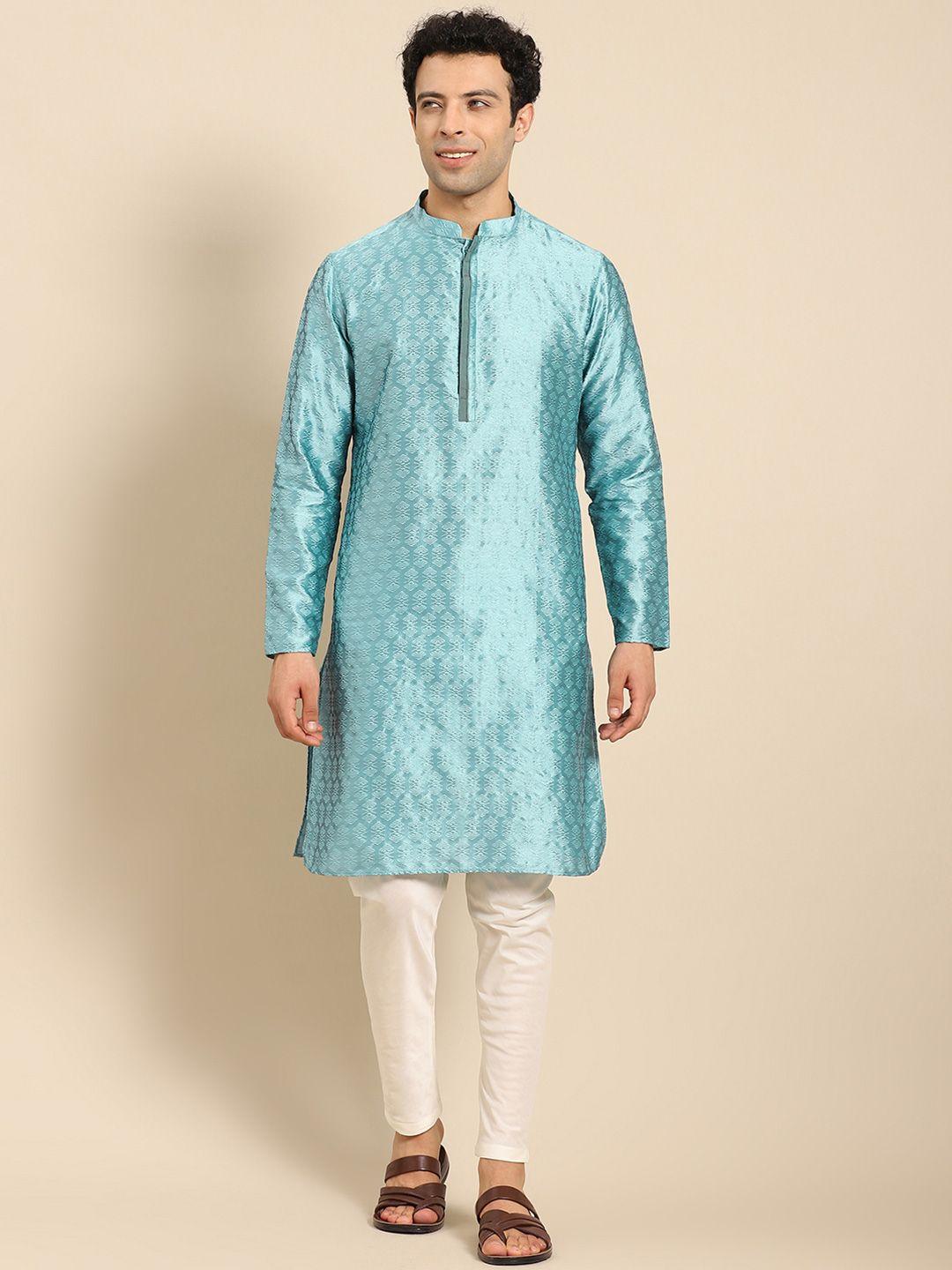 anouk geometric woven design straight jacquard kurta