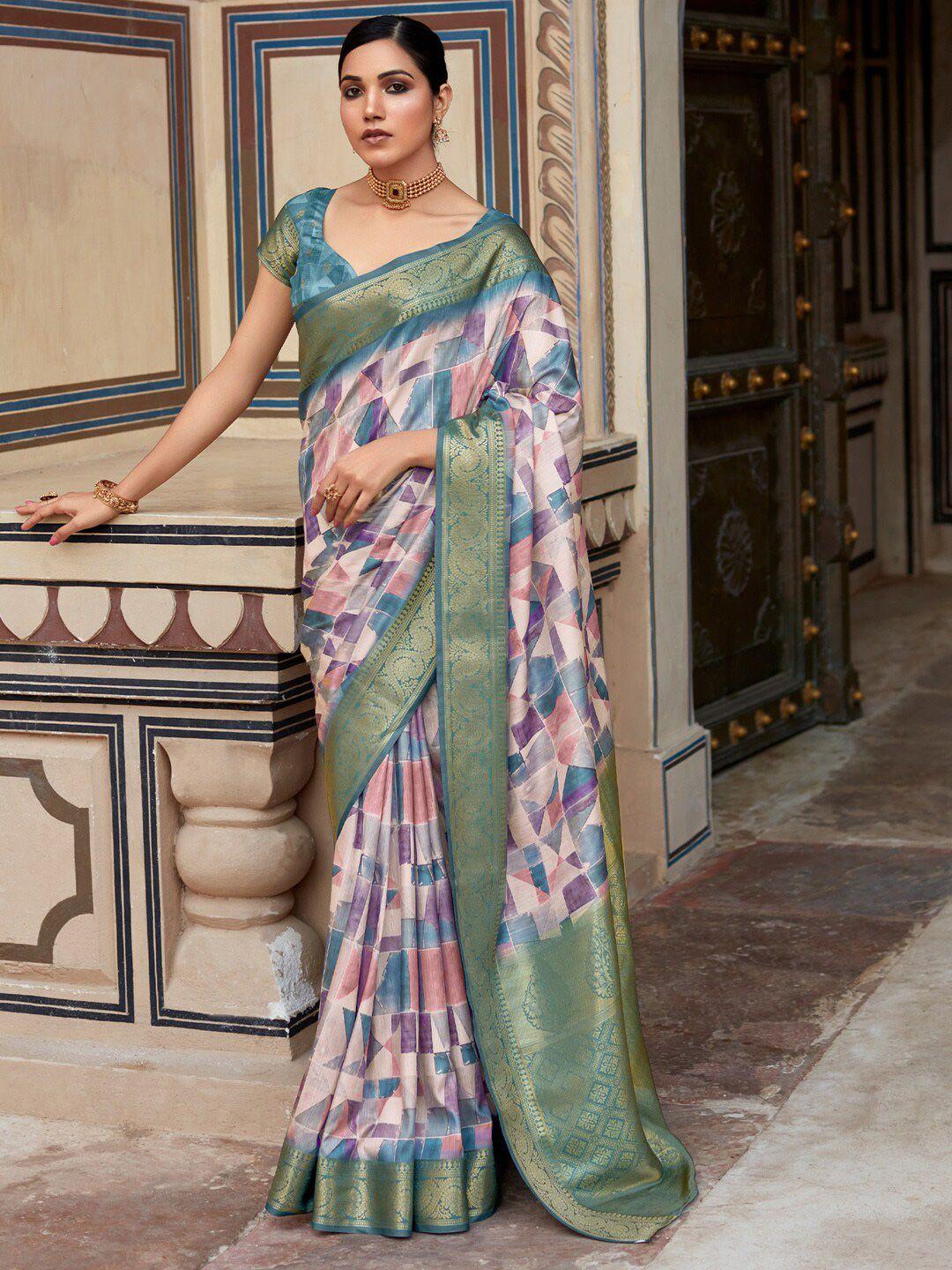 anouk geometric woven design zari designer sungudi saree
