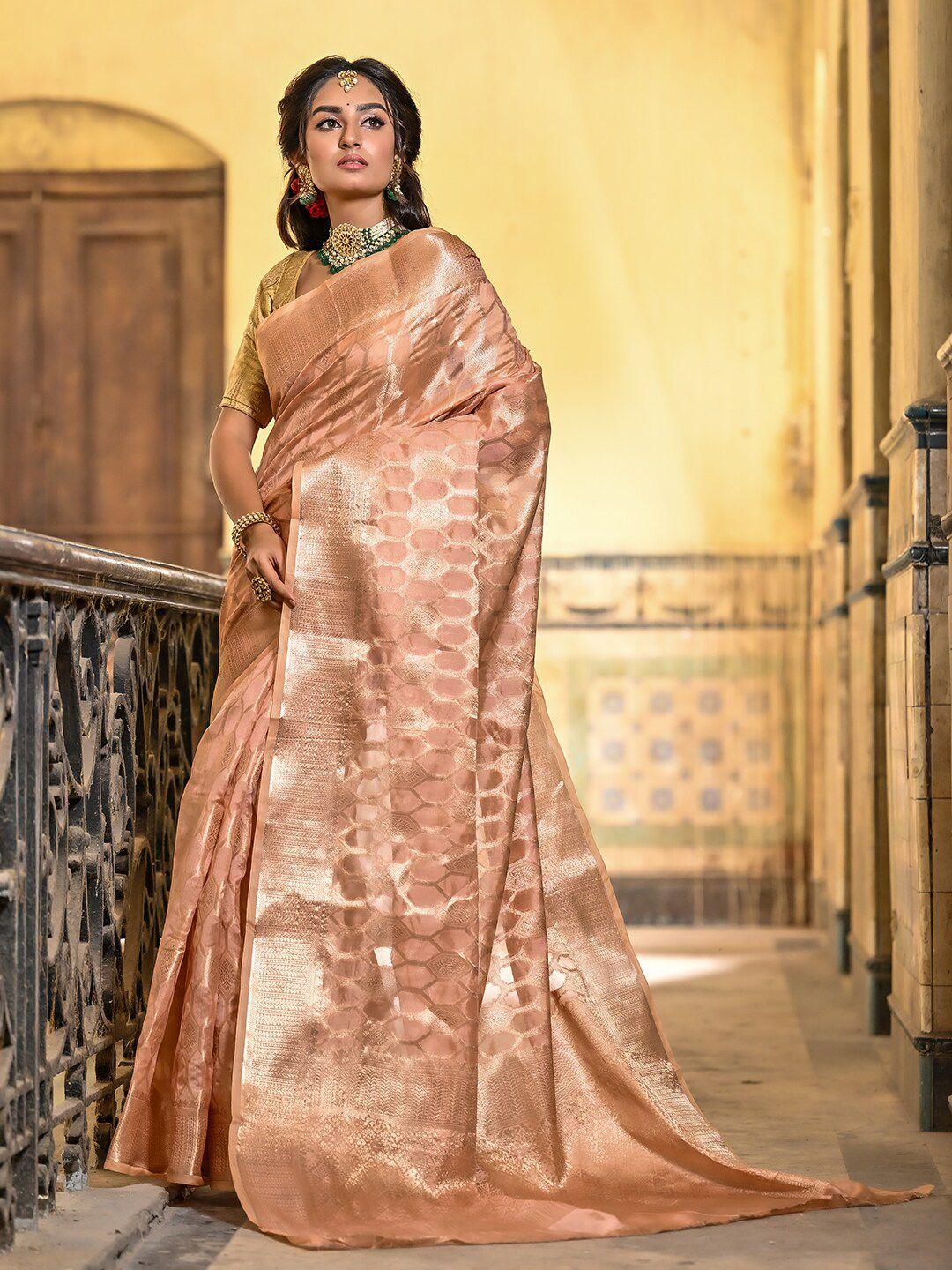 anouk geometric woven design zari saree