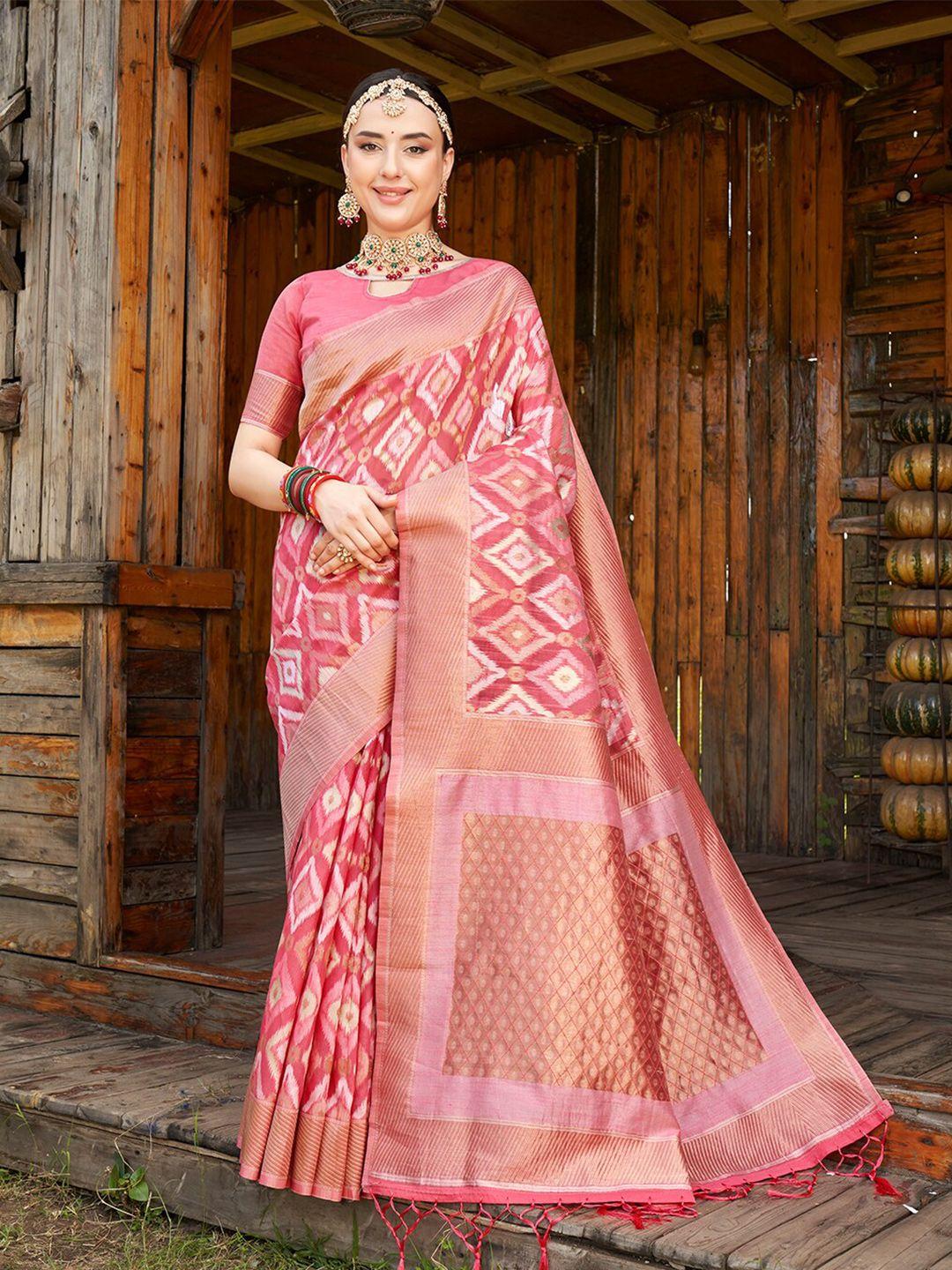 anouk geometric woven design zari saree