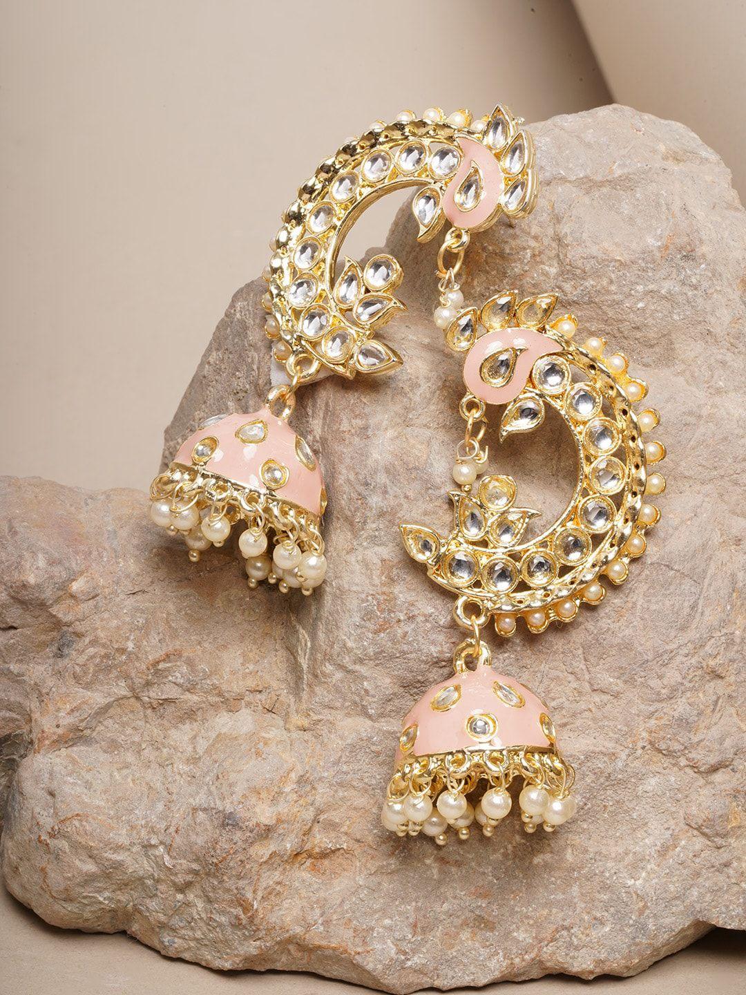 anouk gold-plated contemporary jhumkas earrings