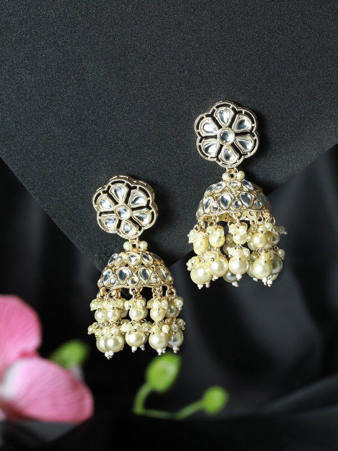 anouk gold-plated contemporary jhumkas earrings