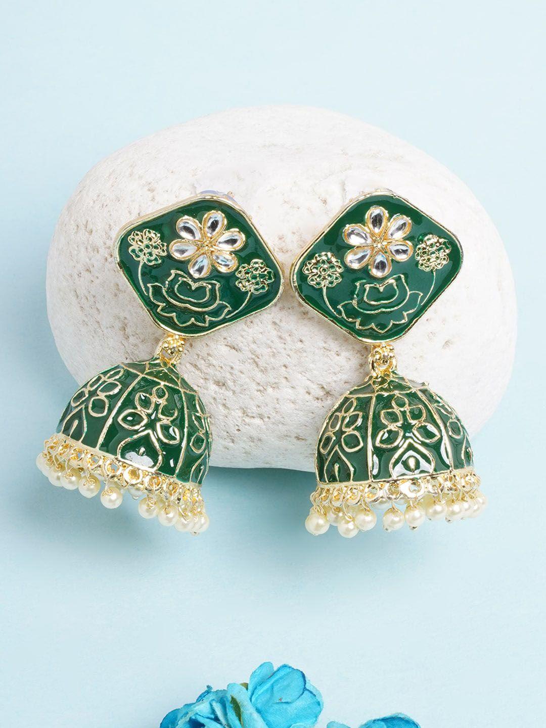 anouk gold-plated dome shaped jhumkas earrings
