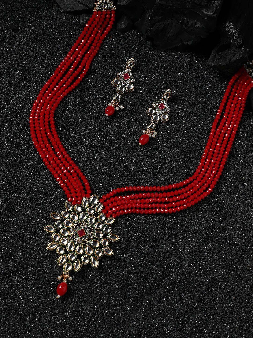 anouk gold-plated kundan beaded jewellery set