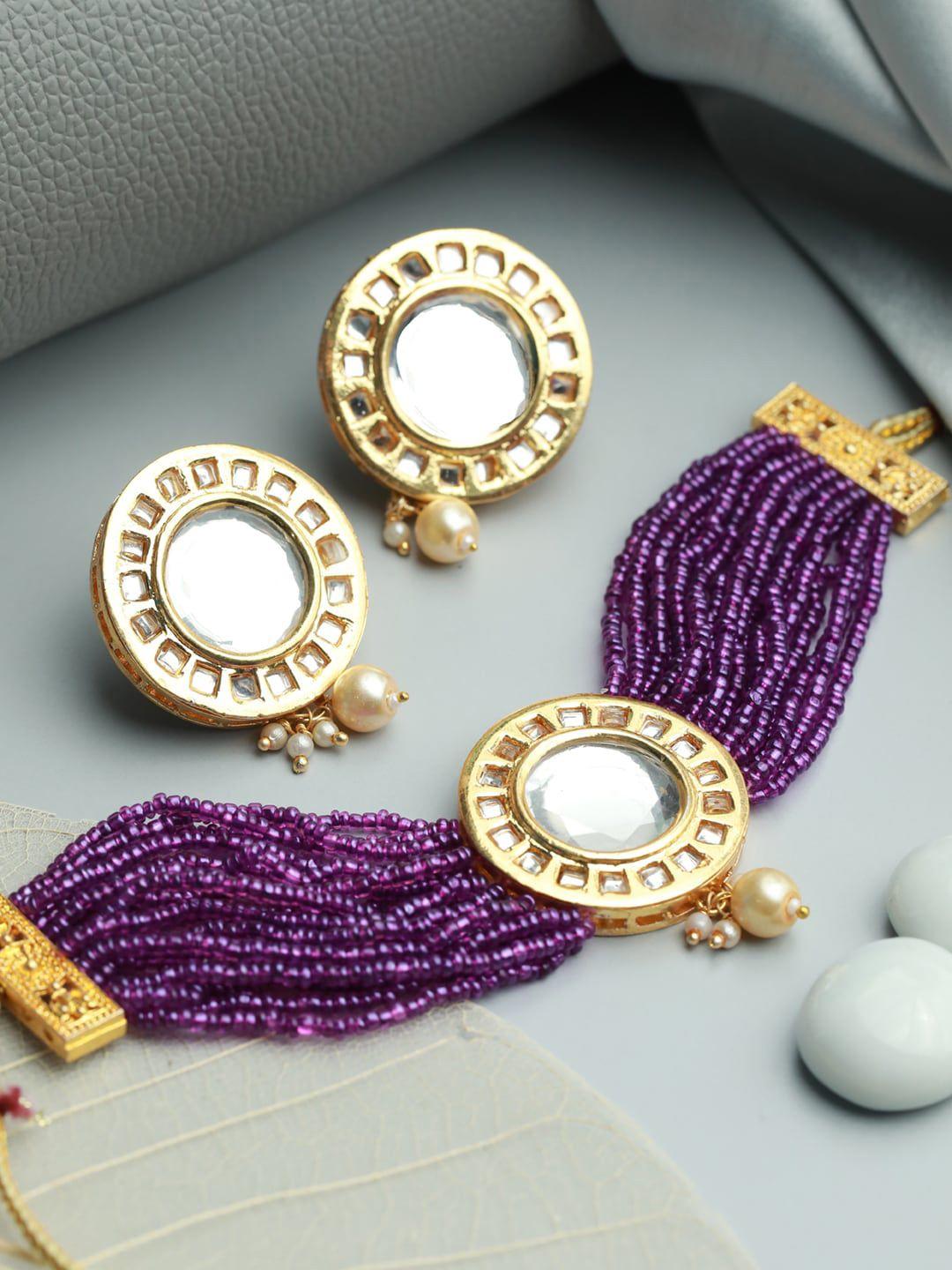 anouk gold-plated kundan jewellery set