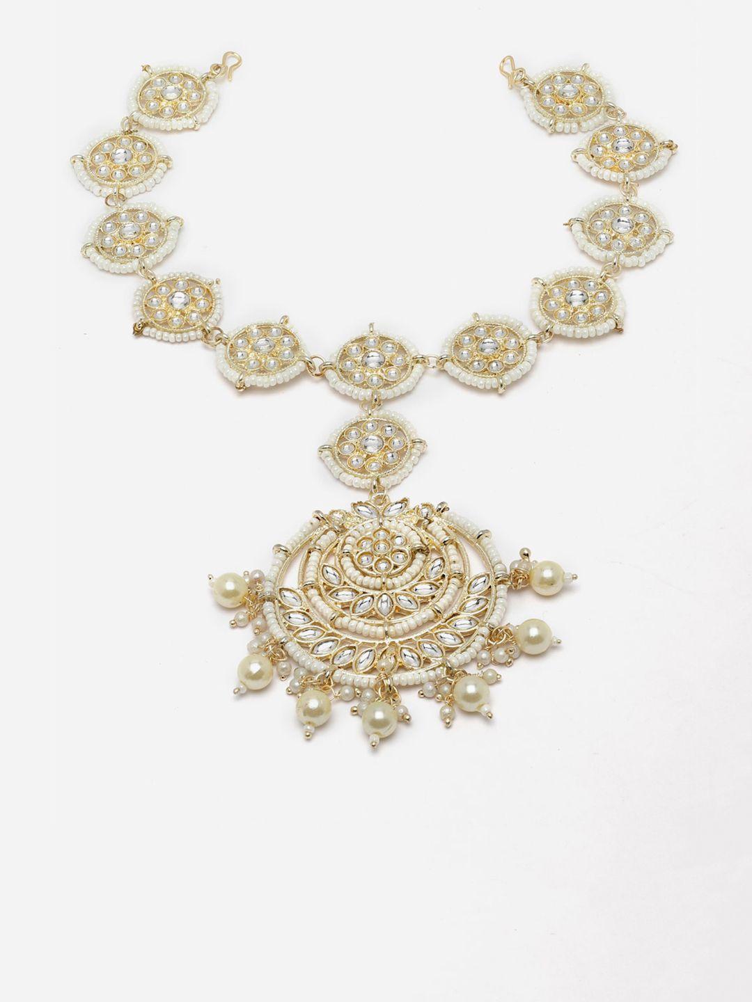 anouk gold-plated kundan-studded & beaded sheeshphool