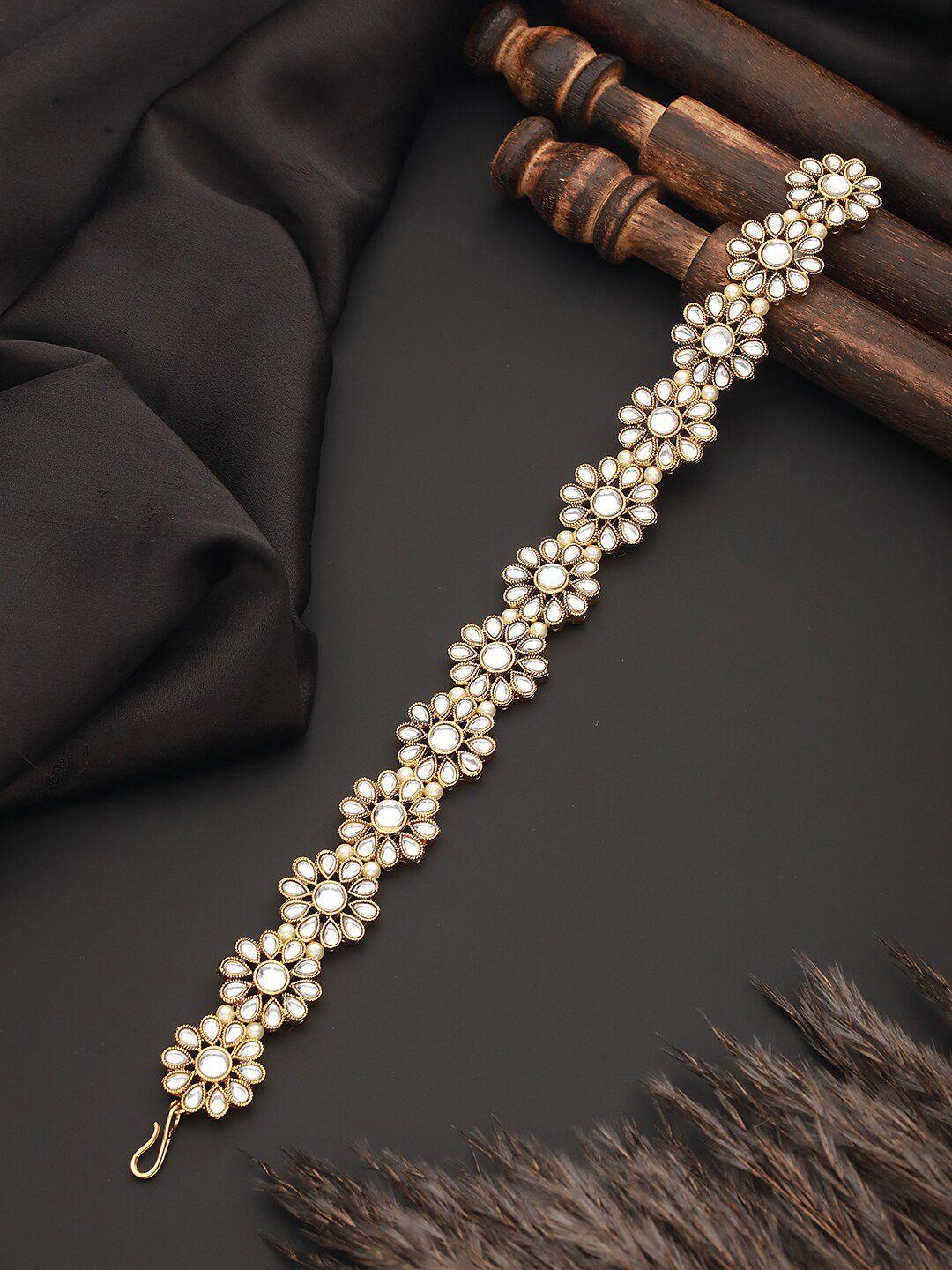 anouk gold-plated kundan-studded & pearl beaded sheeshphool