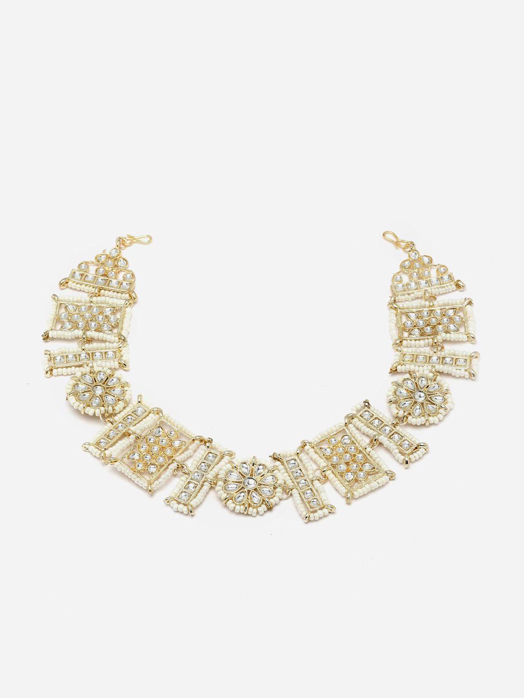 anouk gold-plated kundan studded matha patti