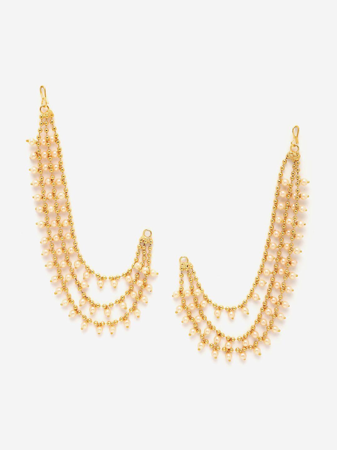 anouk gold-plated layered beaded ear chains