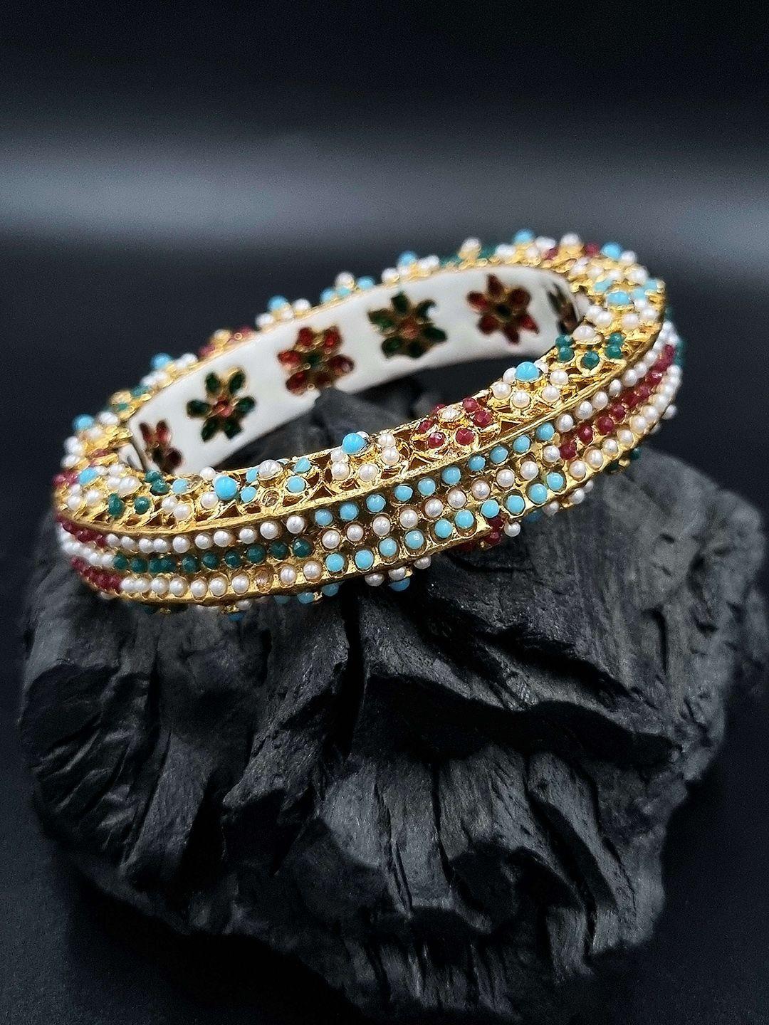 anouk gold plated pearl studded ethnic rajasthani bangles