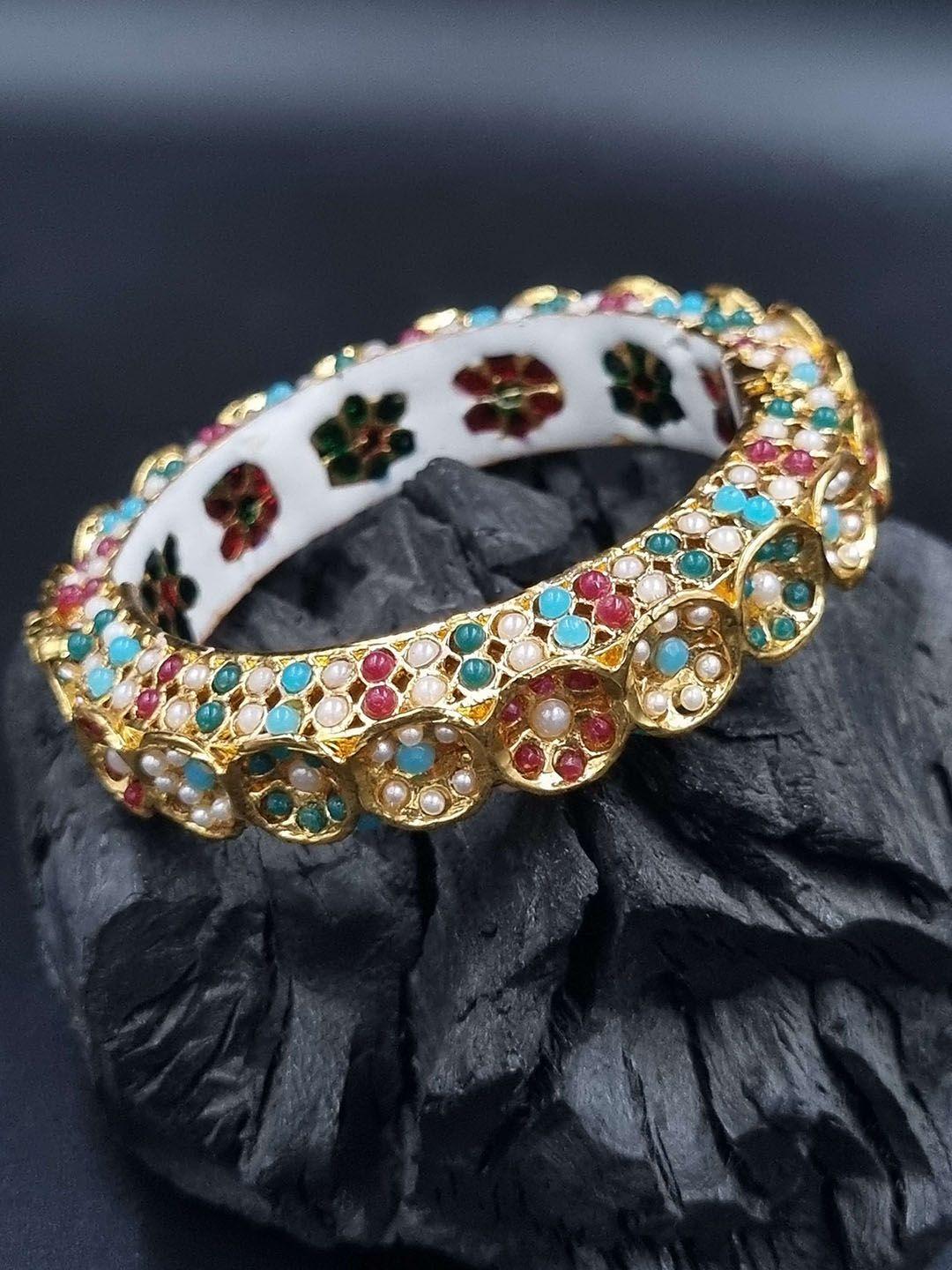 anouk gold plated pearl studded ethnic rajasthani bangles