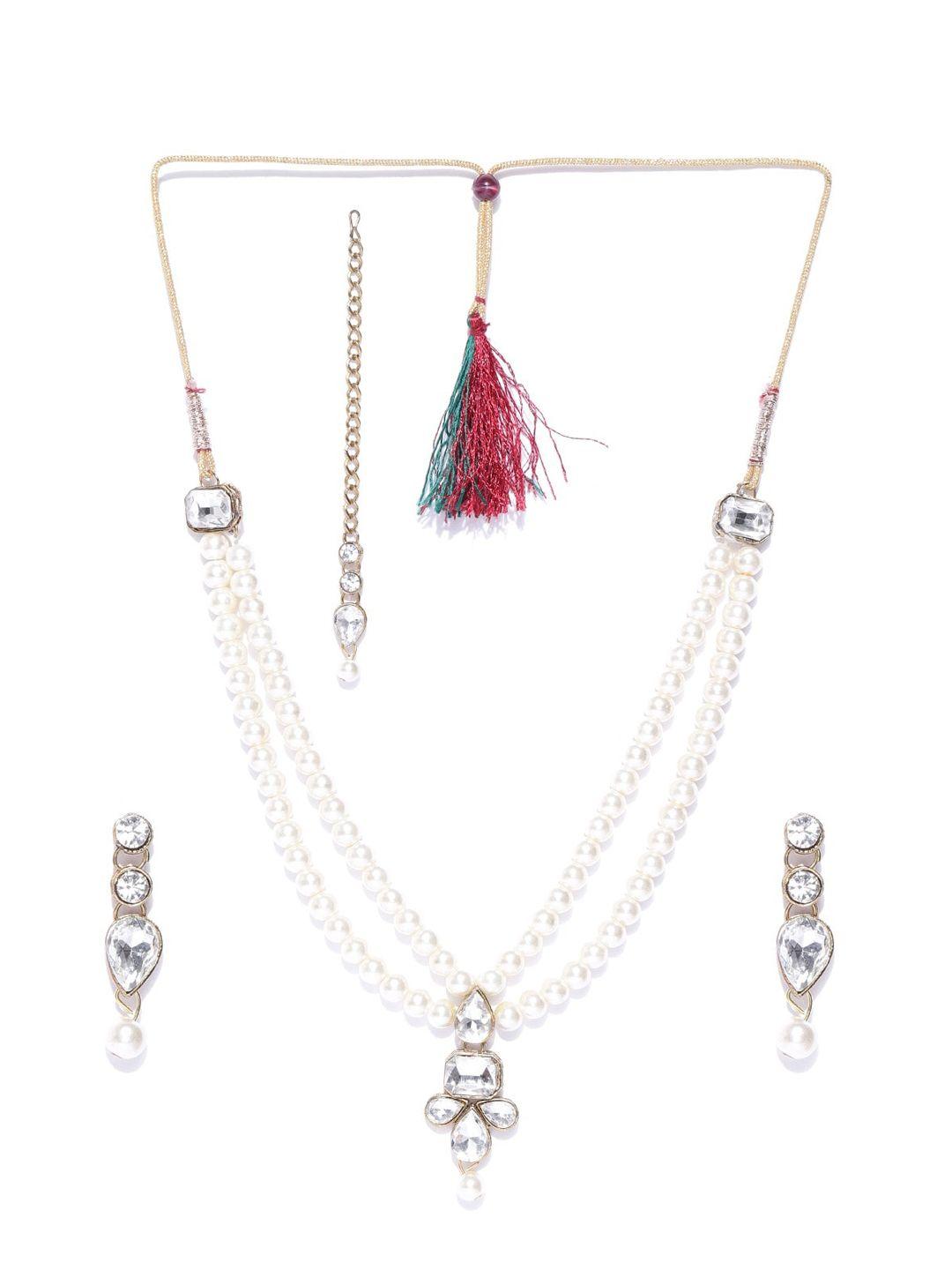 anouk gold-plated stones-studded & beaded jewellery set