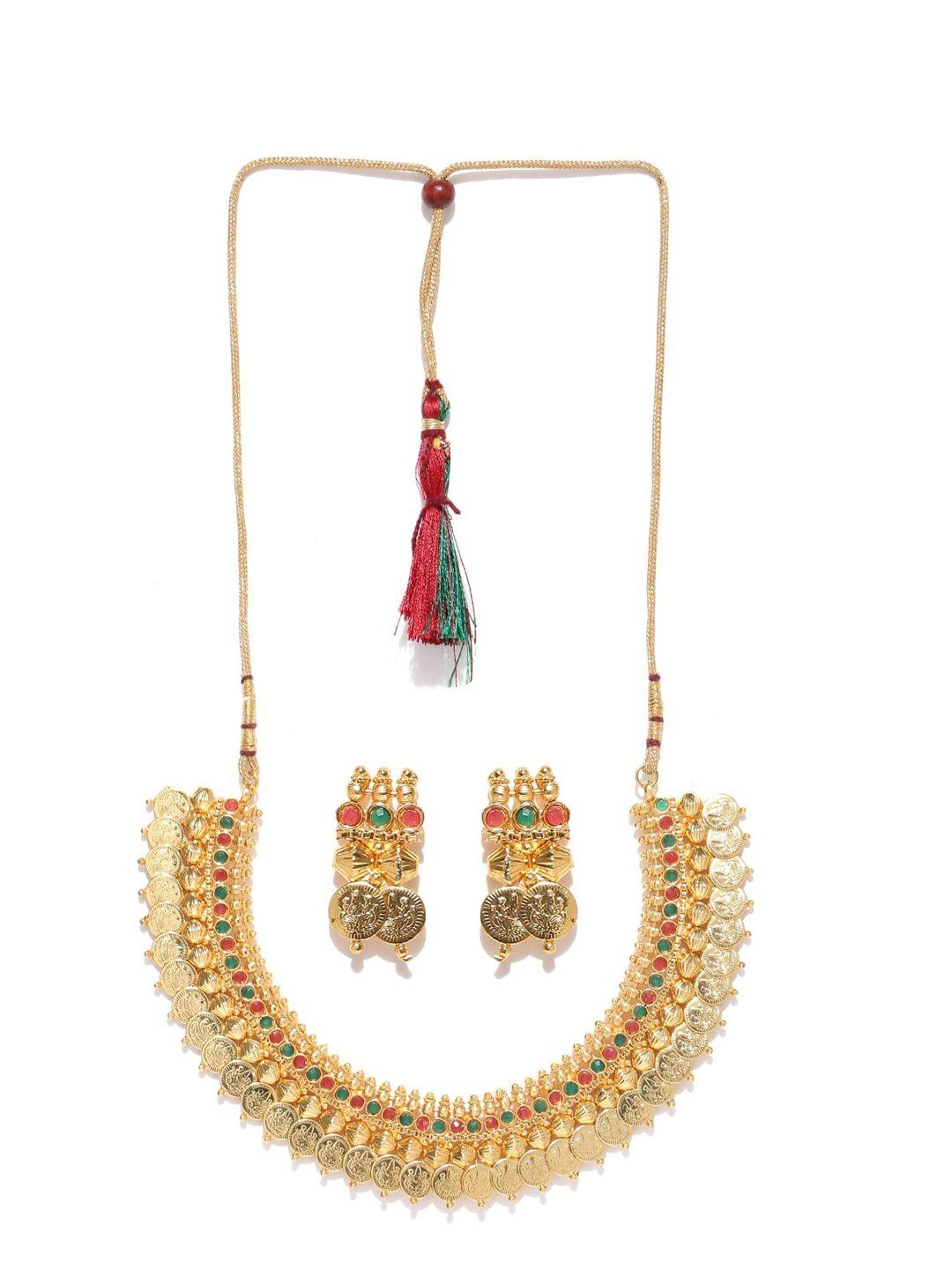 anouk gold-plated stones studded jewellery set