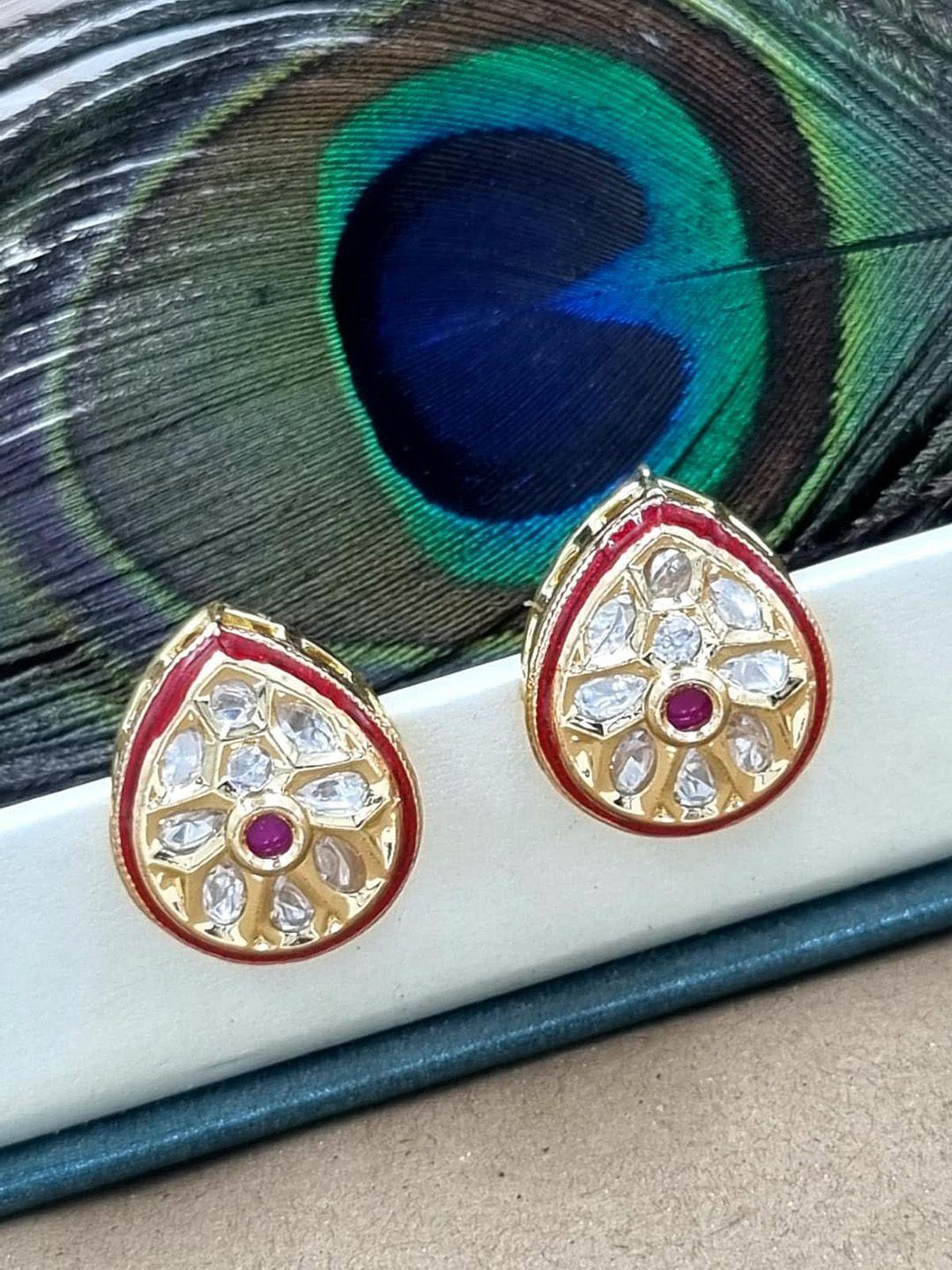 anouk gold-plated teardrop shaped studs earrings