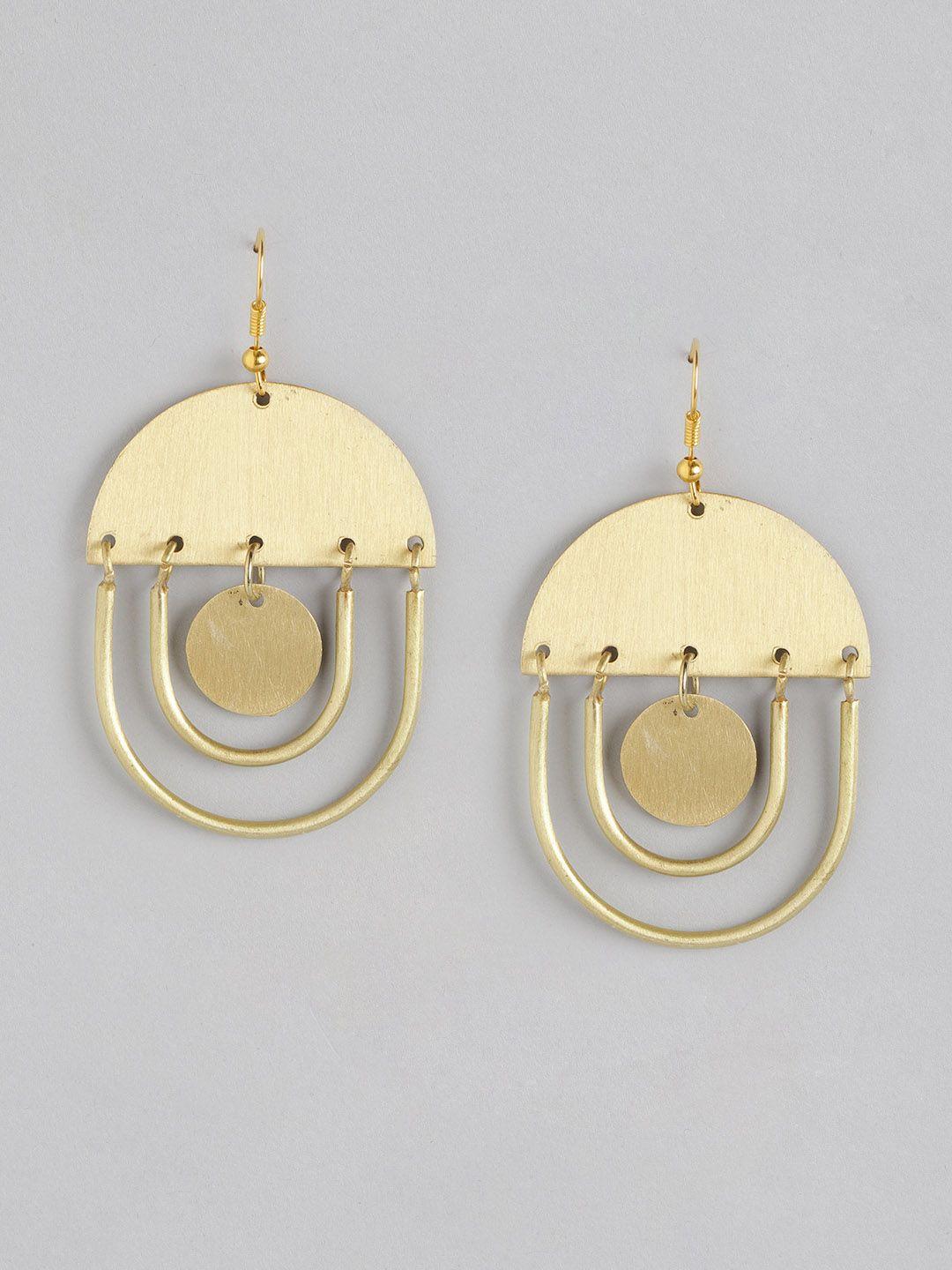 anouk gold-toned geometric drop earrings