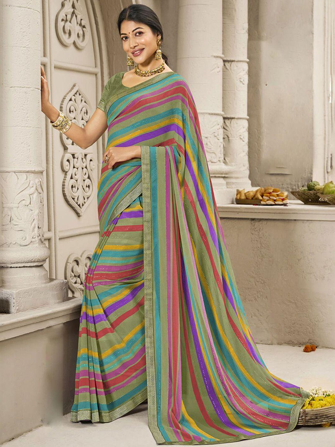 anouk green leheriya printed leheriya saree