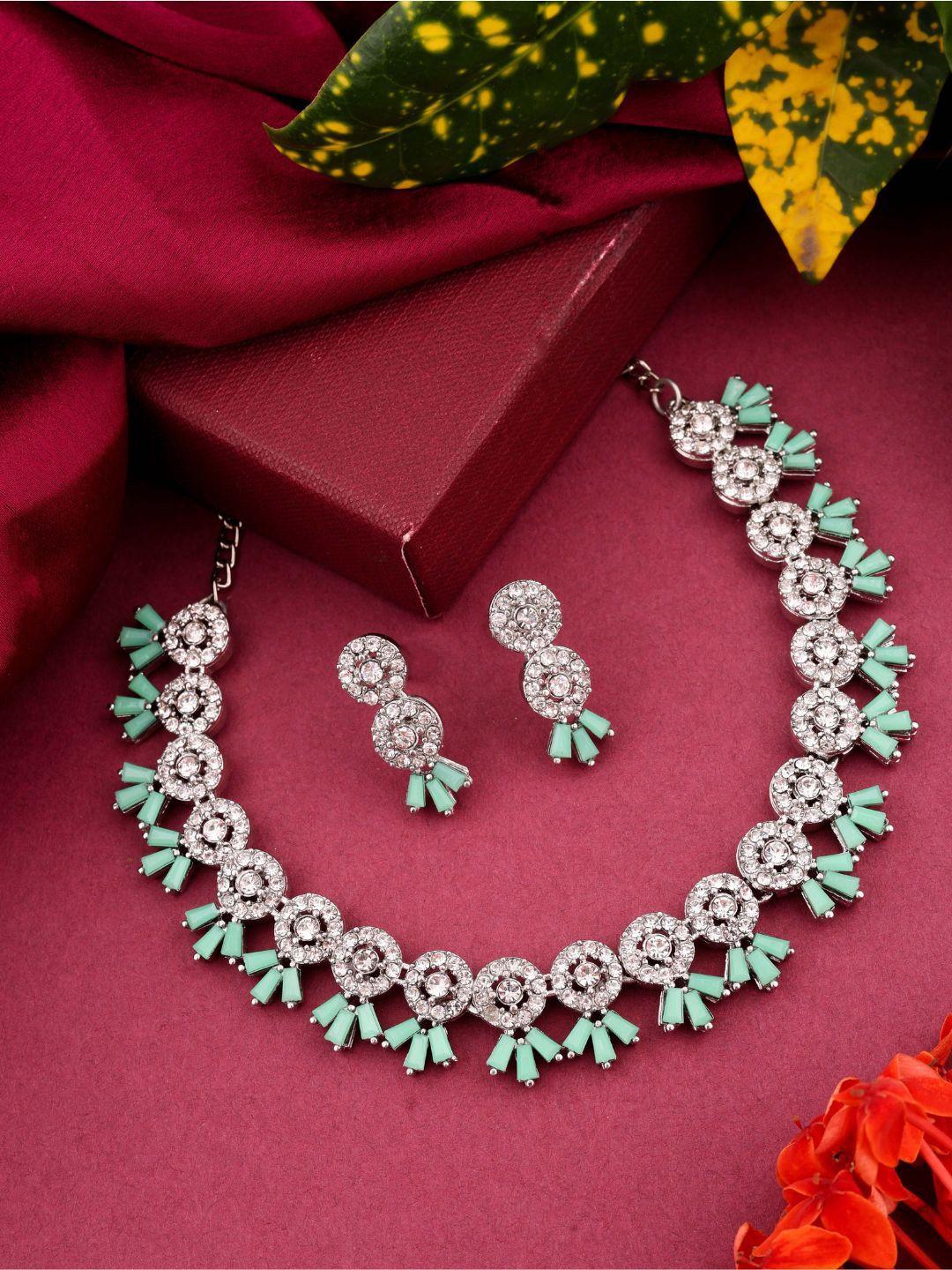 anouk green stone-studded jewellery set