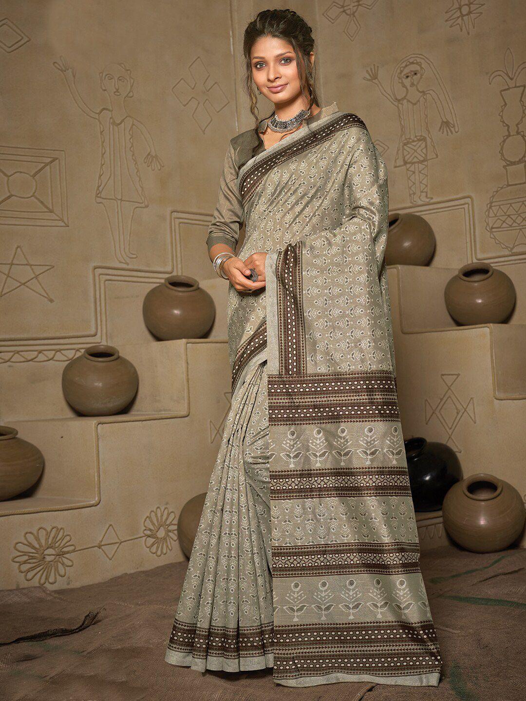 anouk grey ethnic motifs printed bagh saree