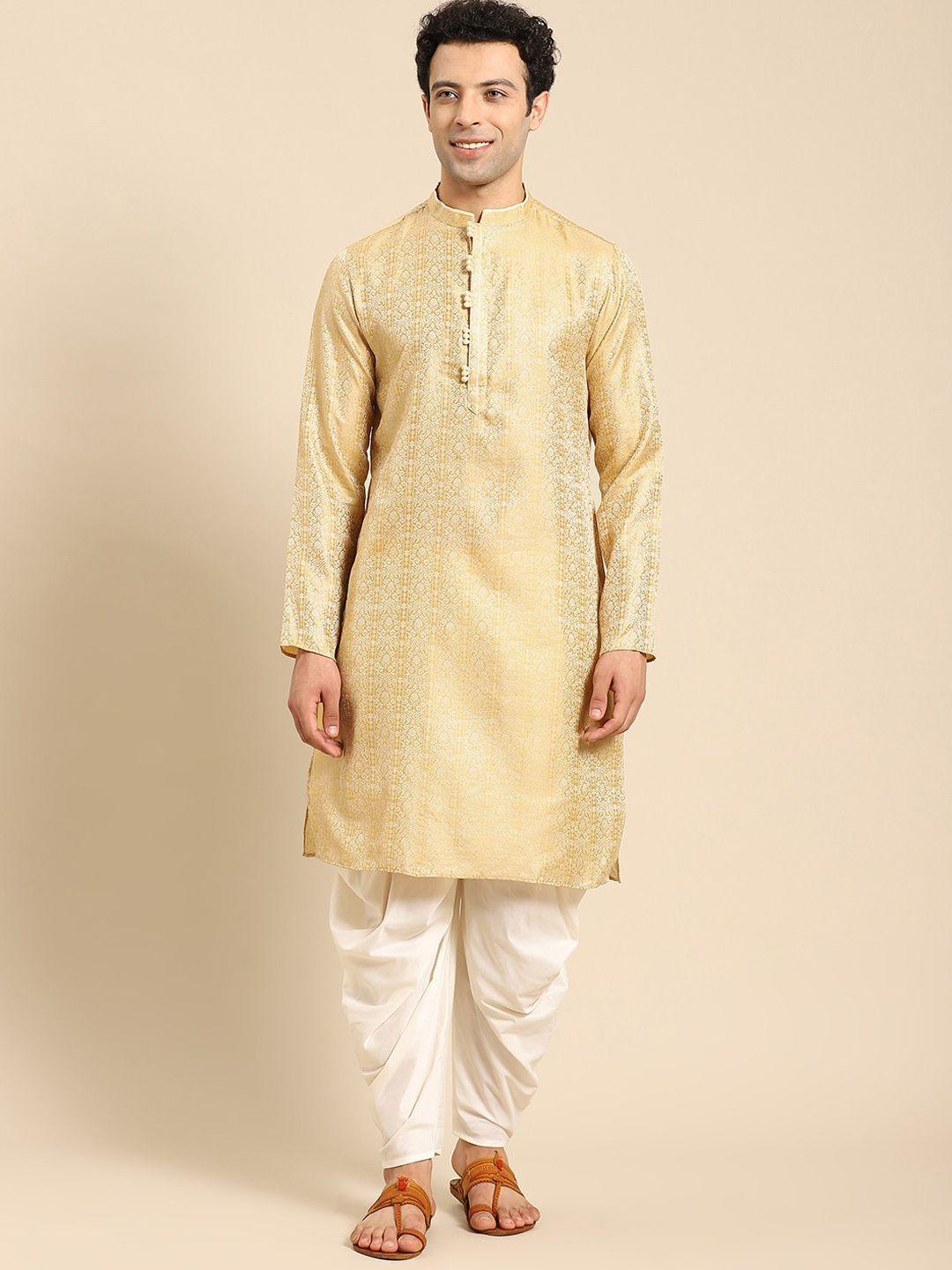 anouk grey ethnic motifs woven design regular kurta with dhoti pants