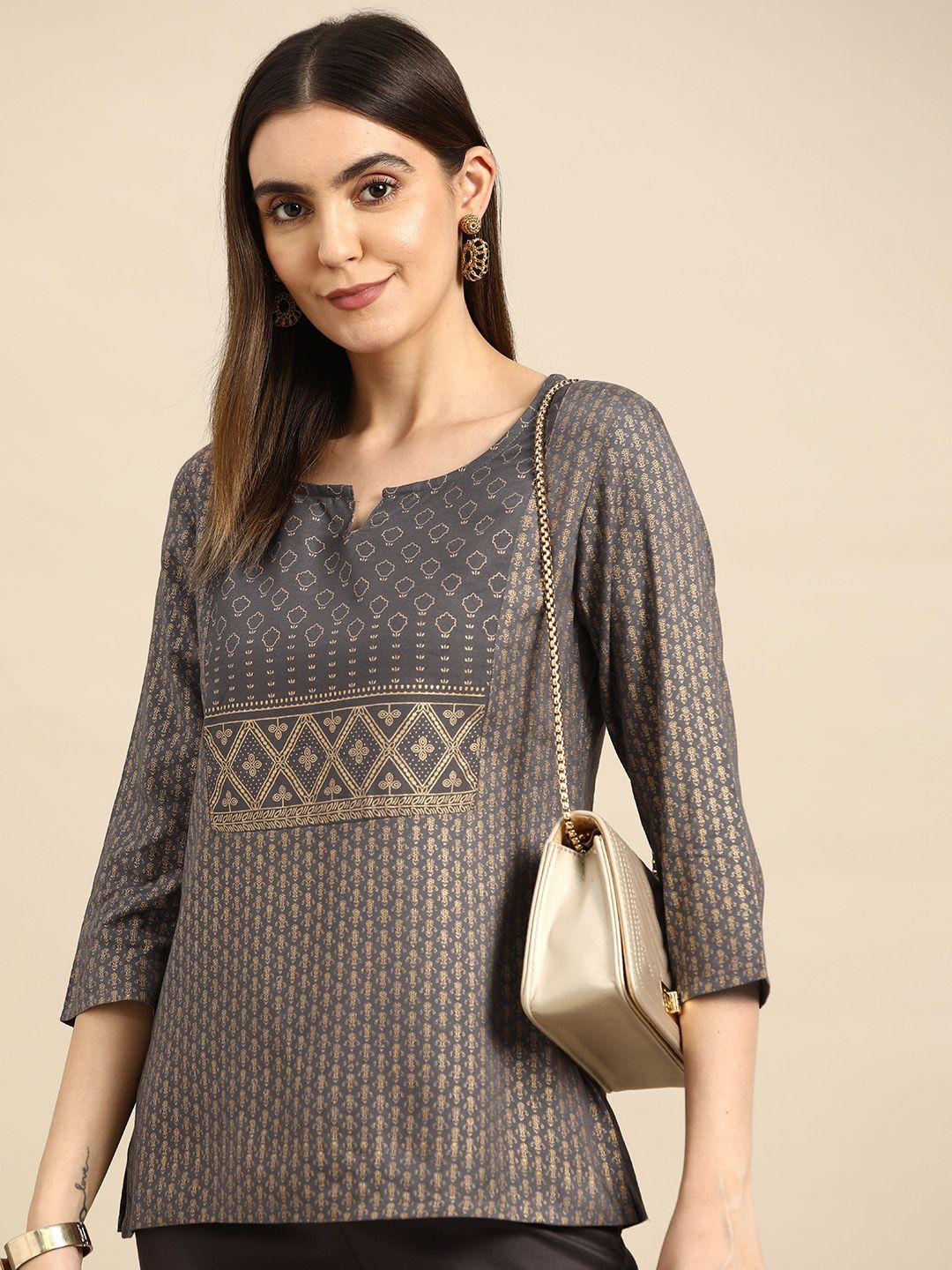 anouk grey printed kurti