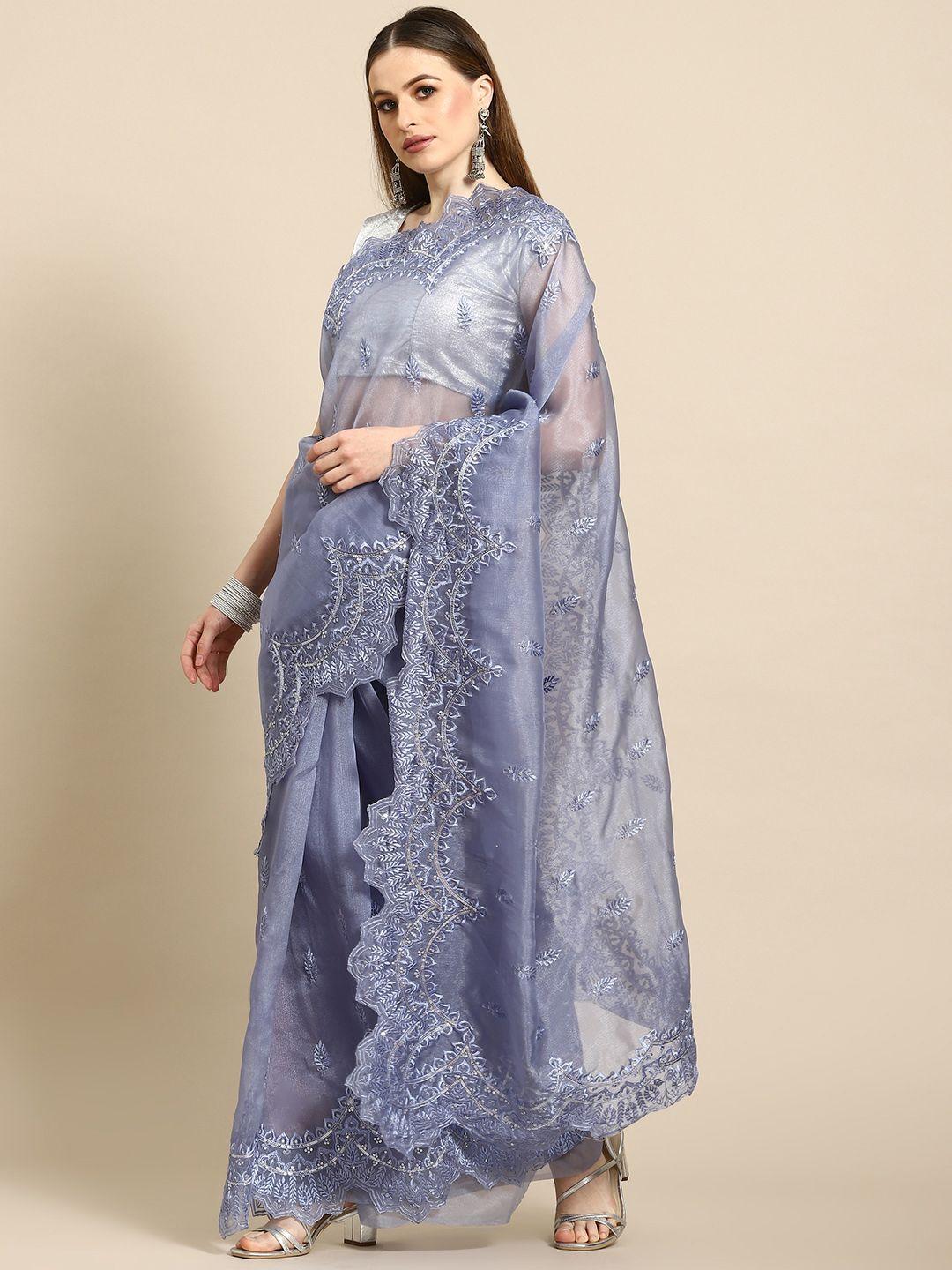 anouk lavender ethnic motifs organza saree