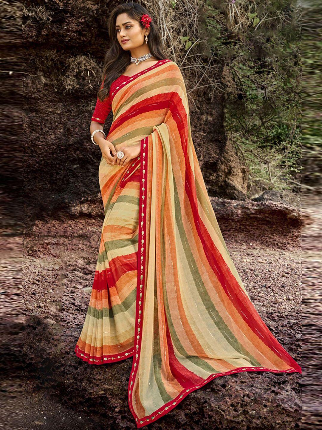 anouk leheriya printed mukaish embellished saree