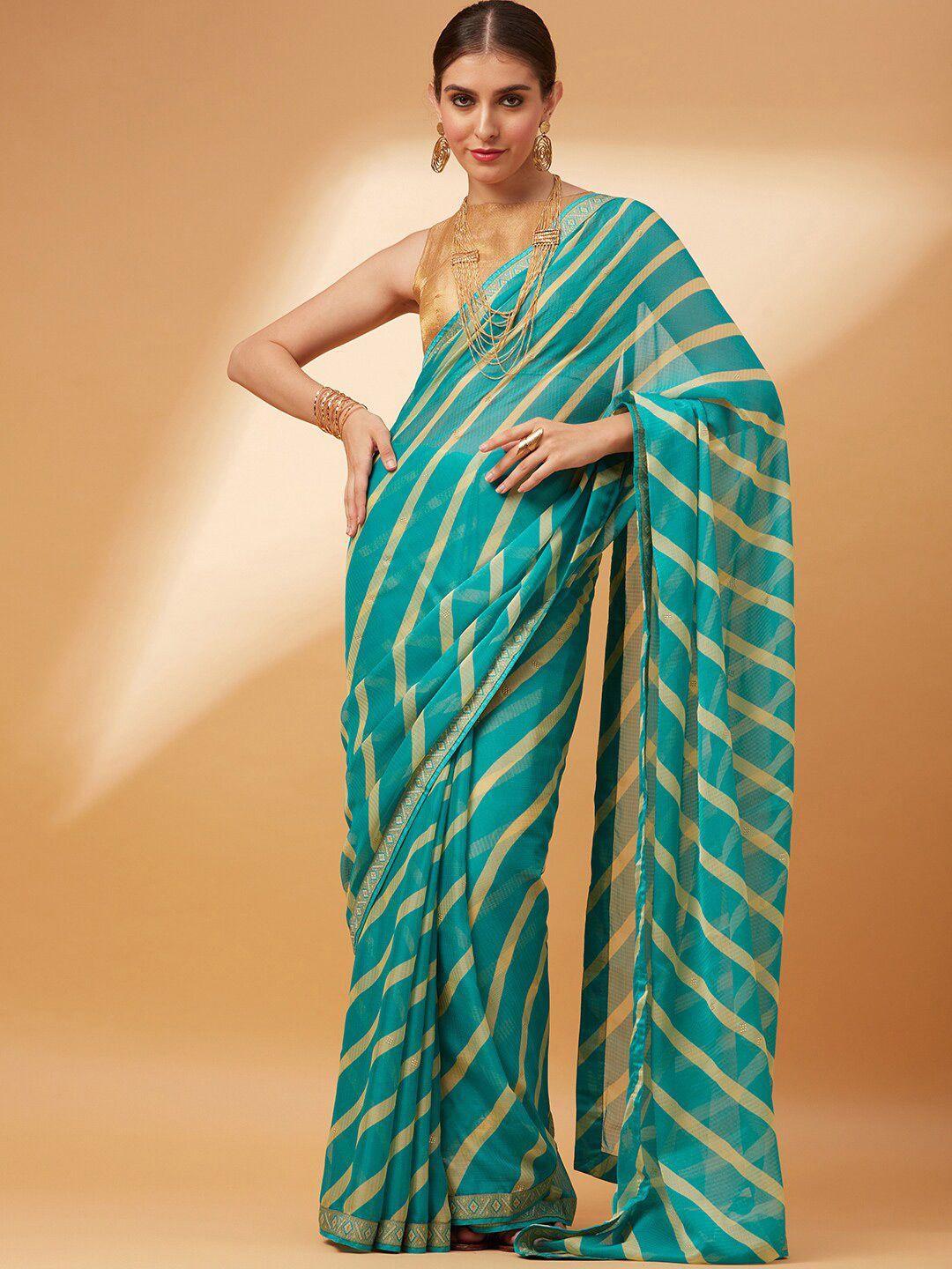 anouk leheriya printed zari pure chiffon leheriya saree