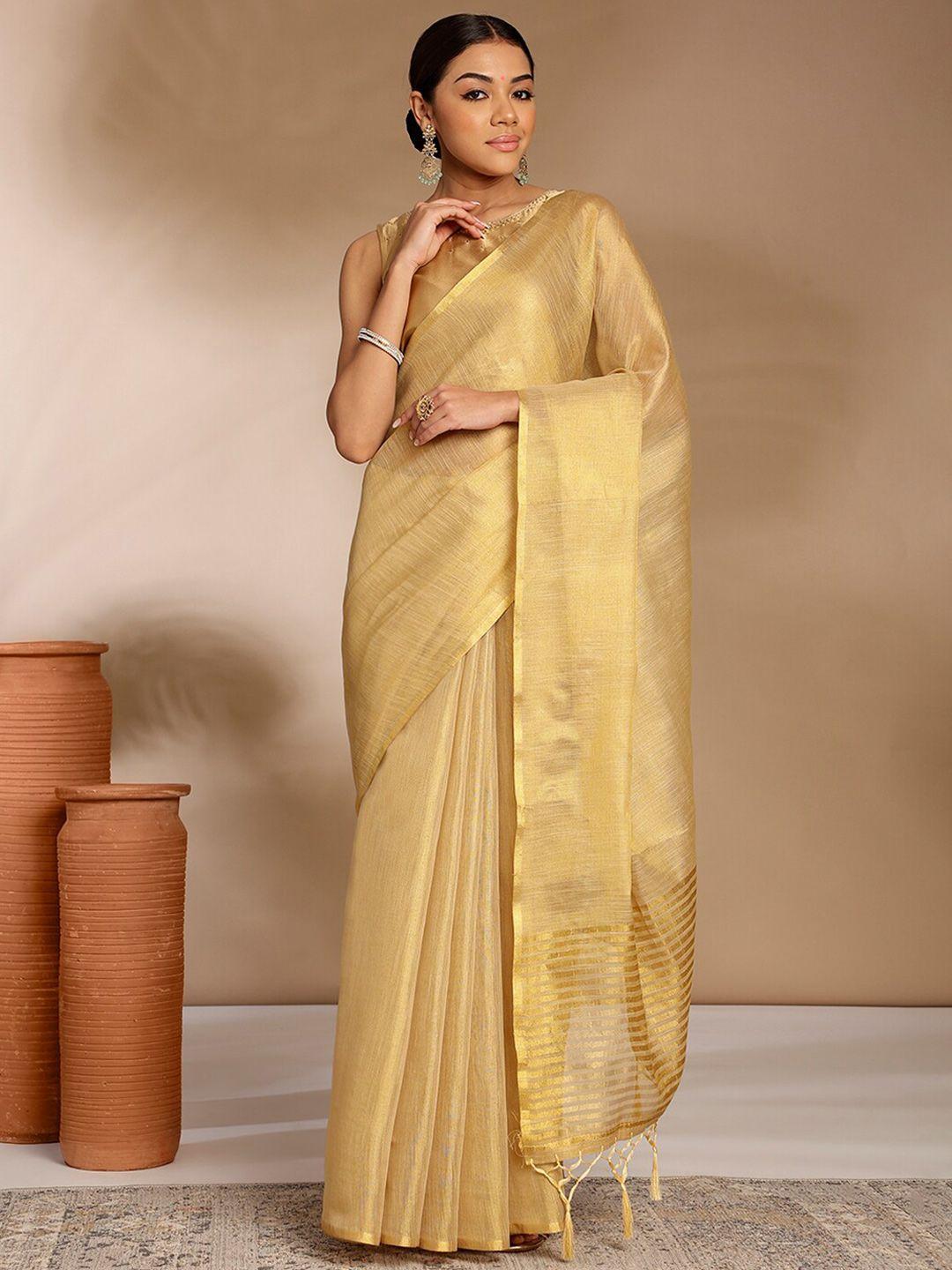 anouk linen blend saree